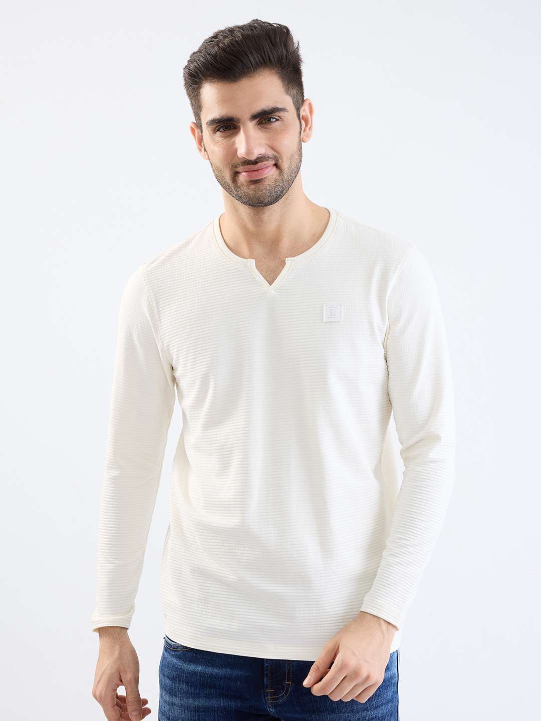 Solid-Cotton-Henley-Men-s-T-Shirt