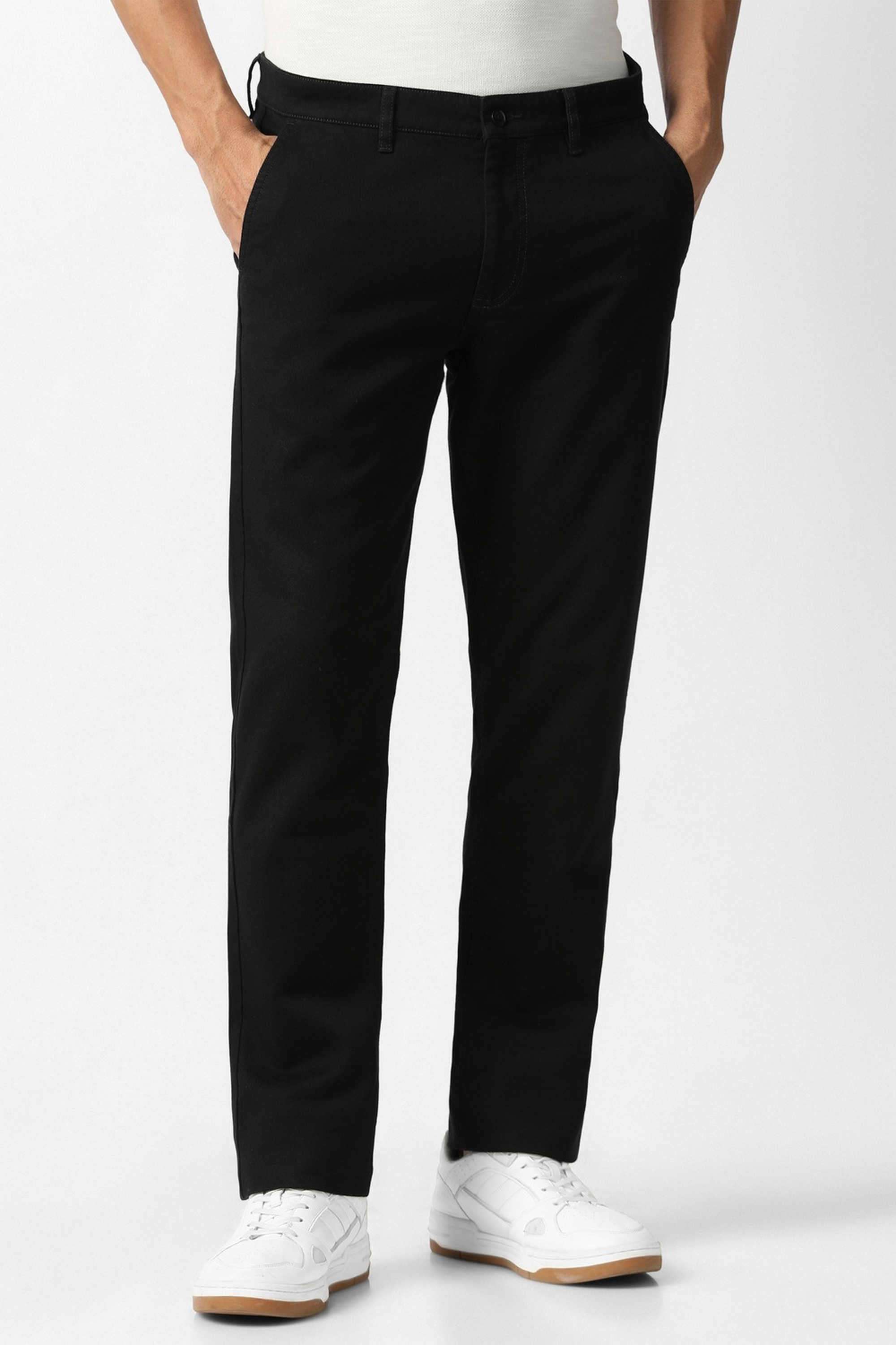 Solid-Cotton-Blend-Slim-Fit-Men-s-Casual-Trousers