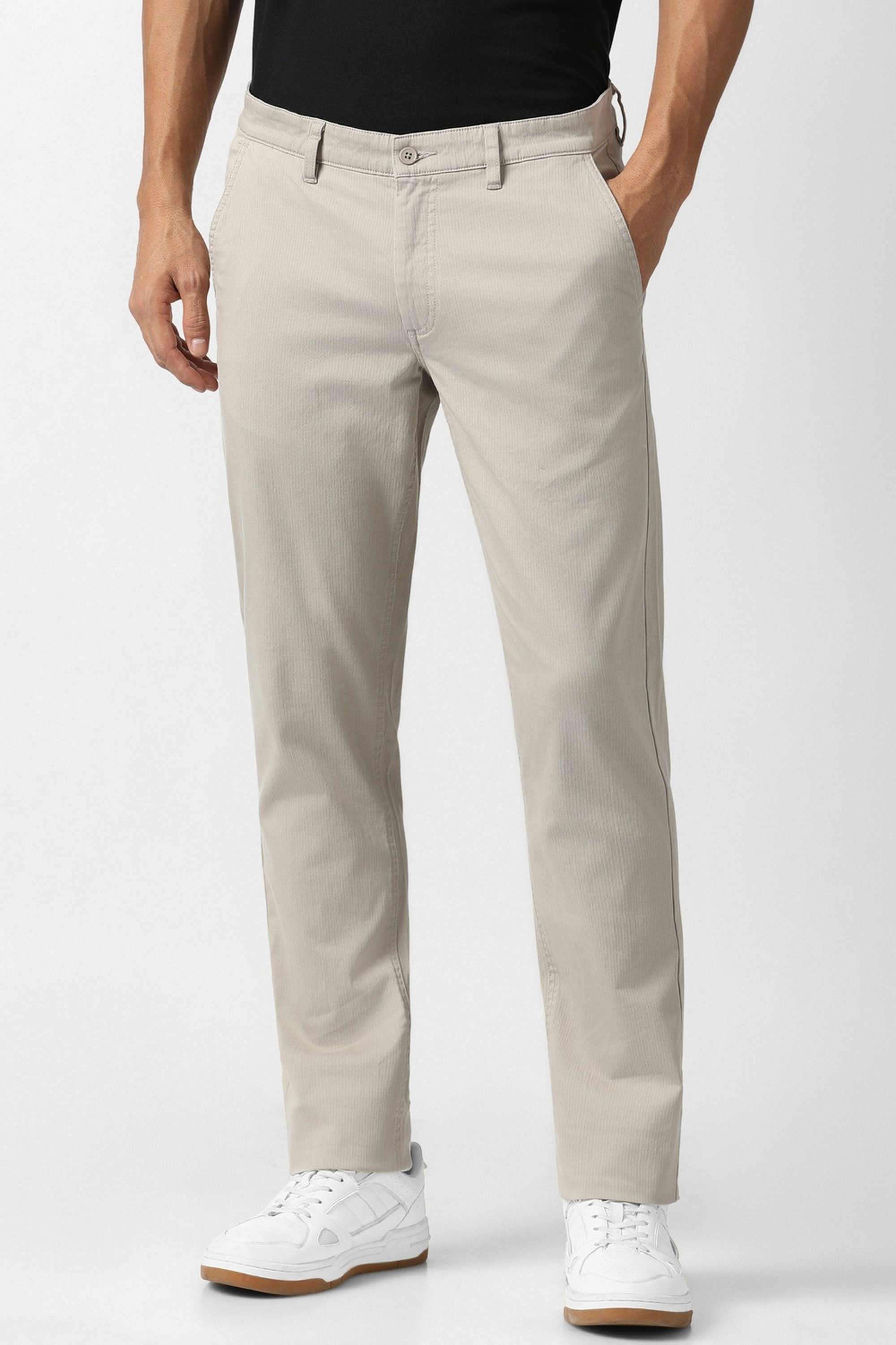 Solid-Cotton-Blend-Slim-Fit-Men-s-Casual-Trousers