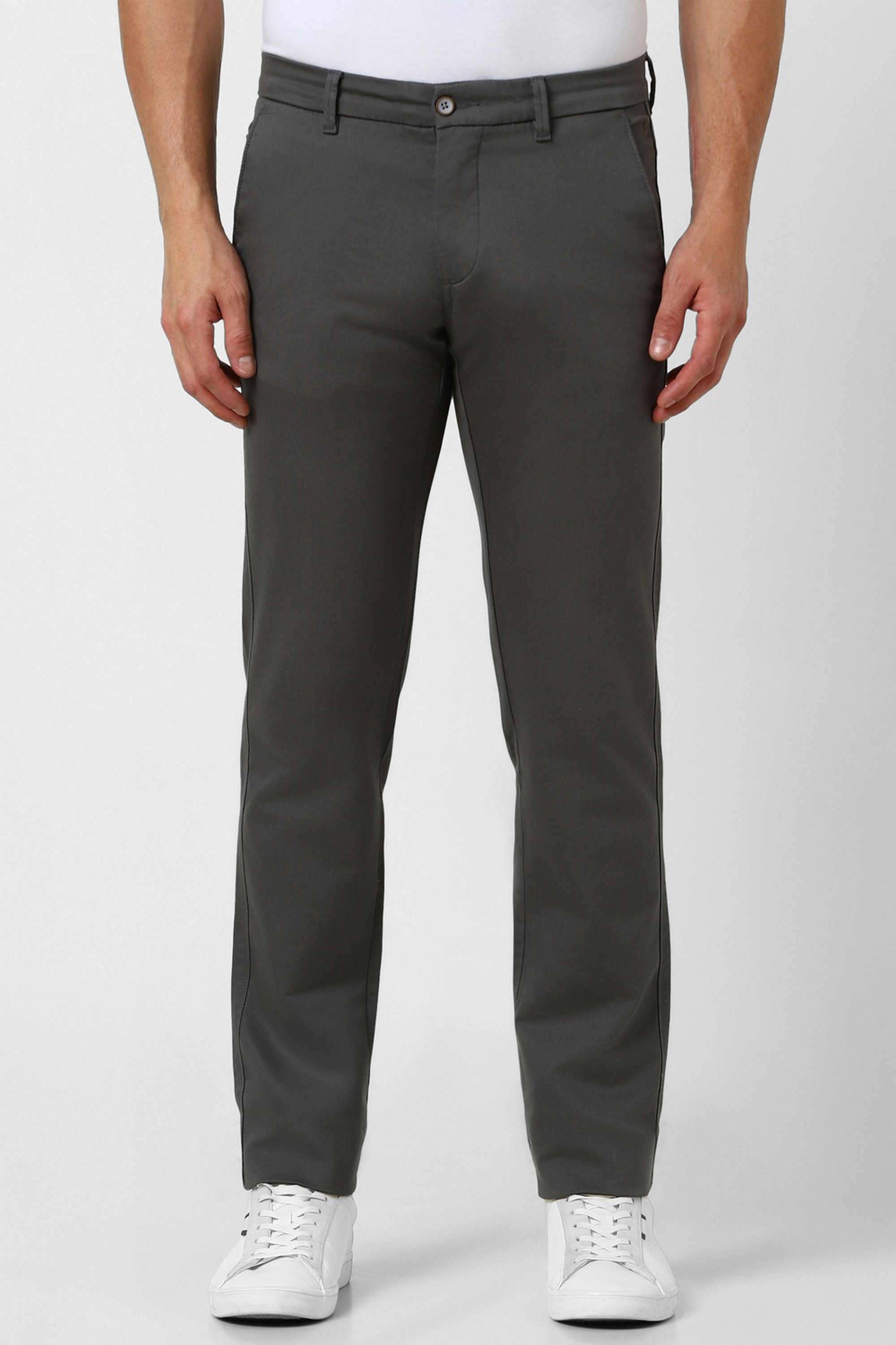 Solid-Cotton-Blend-Slim-Fit-Men-s-Casual-Trousers