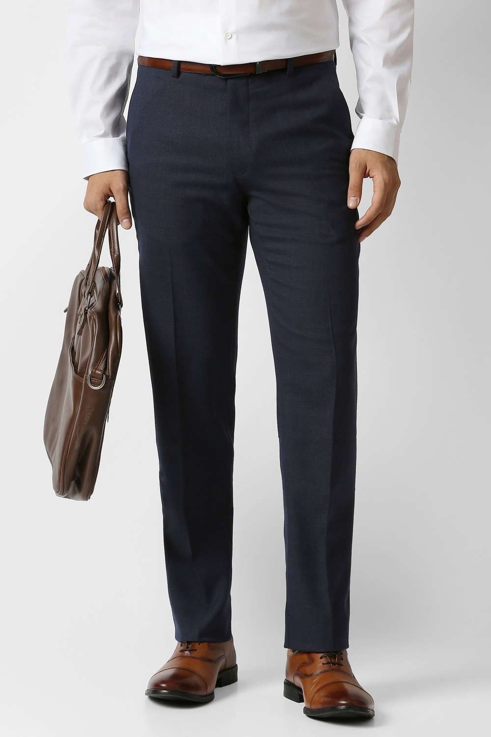 Solid-Polyester-Blend-Slim-Fit-Men-s-Formal-Trousers