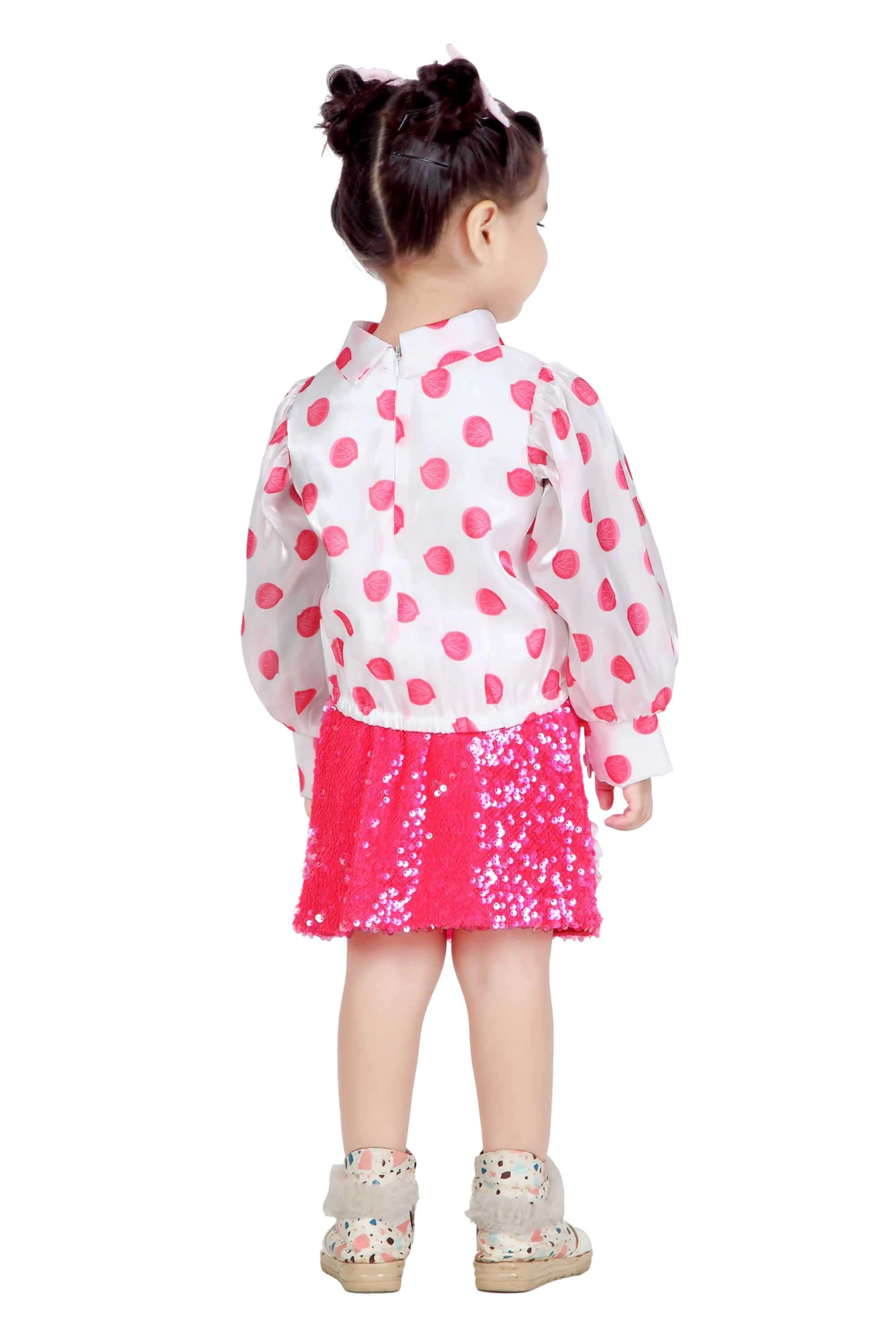 Printed-Polyester-Collared-Infant-Girl-s-Party-Wear-Clothing-Set
