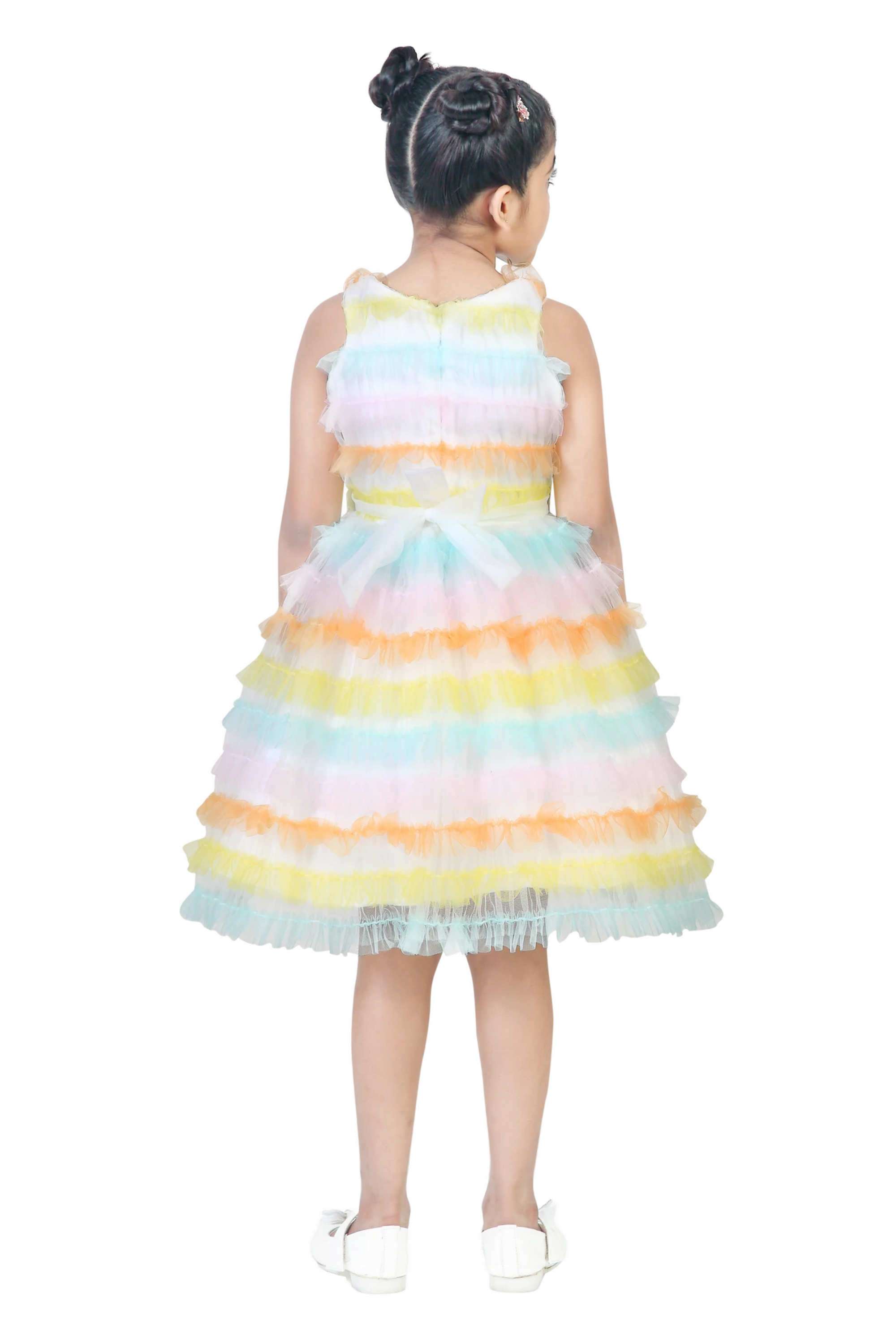 Textured-Polyester-Boat-Neck-Girls-Party-Wear-Frock