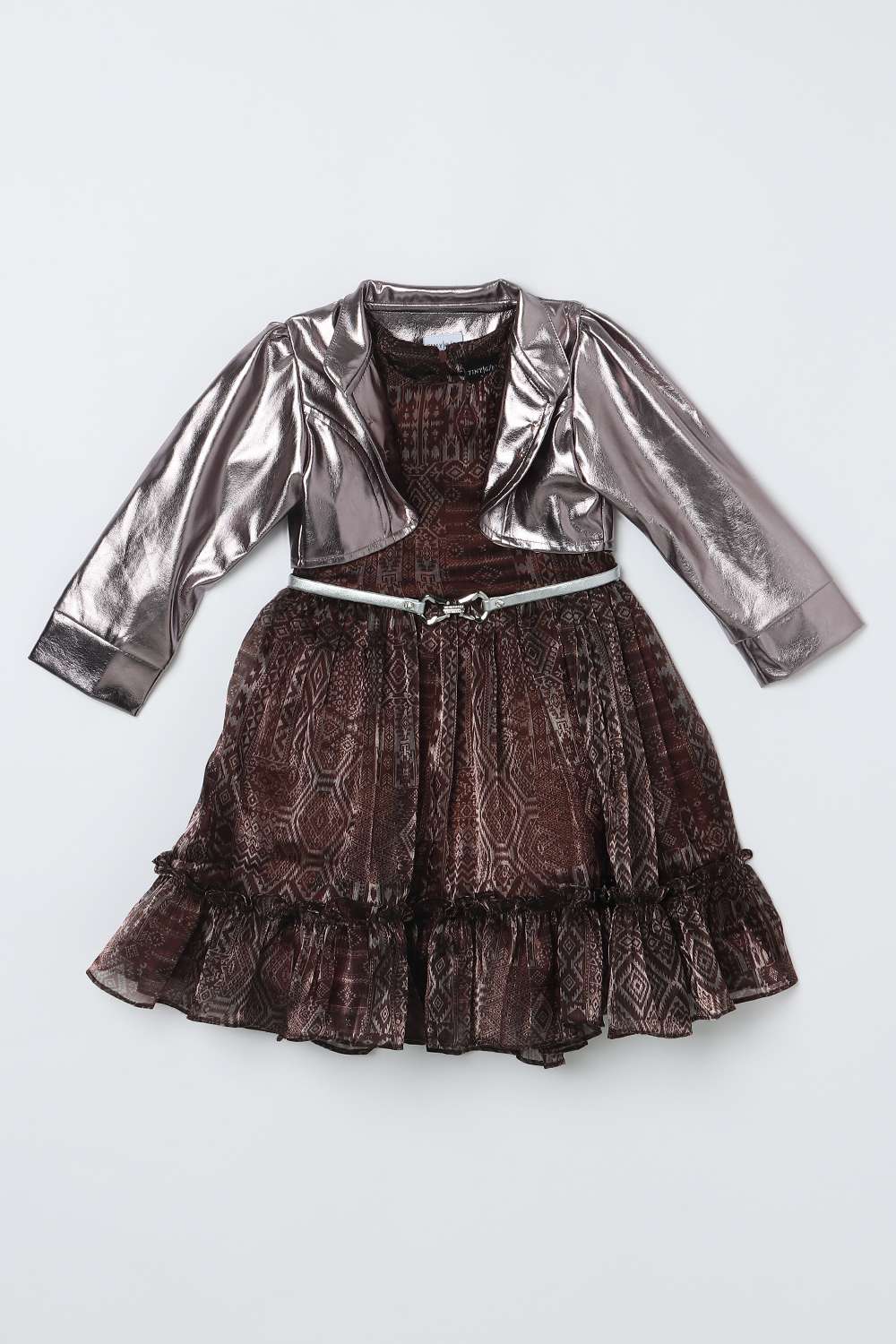 Printed-Polyester-Round-Neck-Girl-s-Party-Wear-Dress