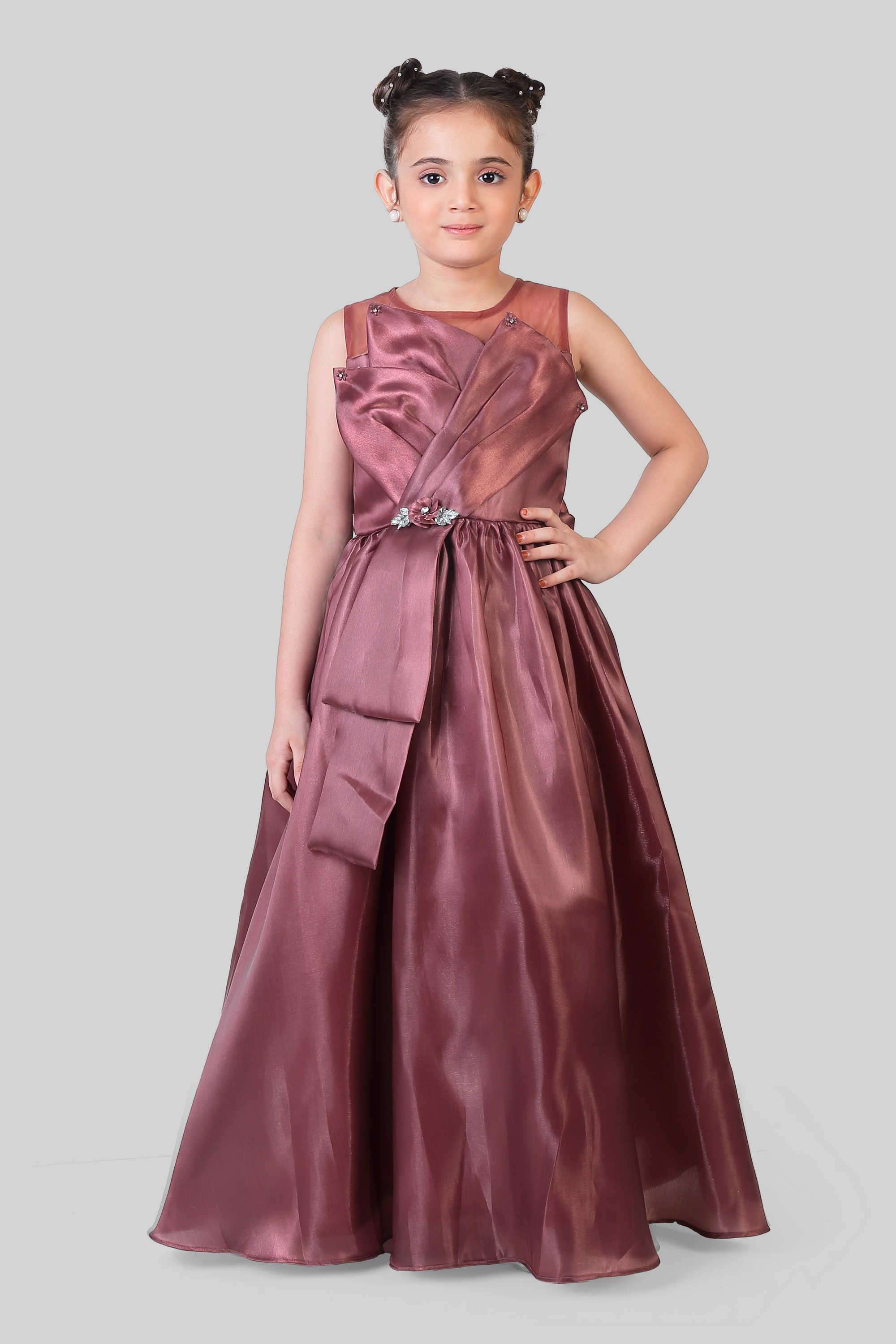 Solid-Polyester-Regular-Fit-Girl-s-Gown