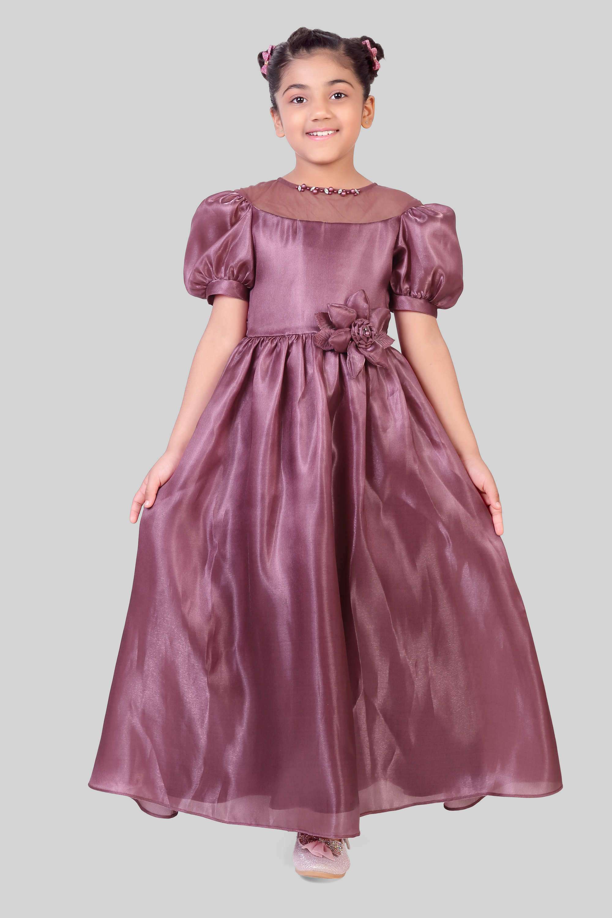 Solid-Polyester-Round-Neck-Girls-Party-Wear-Gown