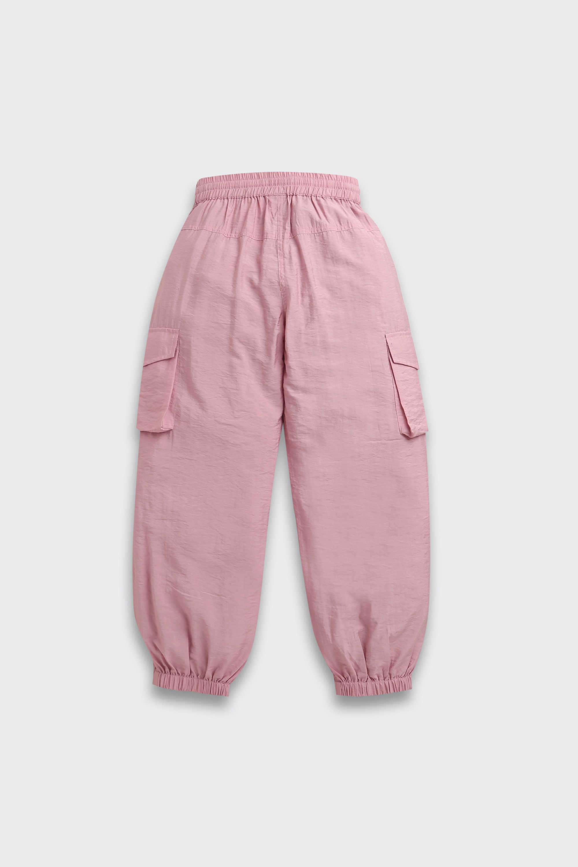 Solid-Polyester-Relaxed-Fit-Girl-s-Pants