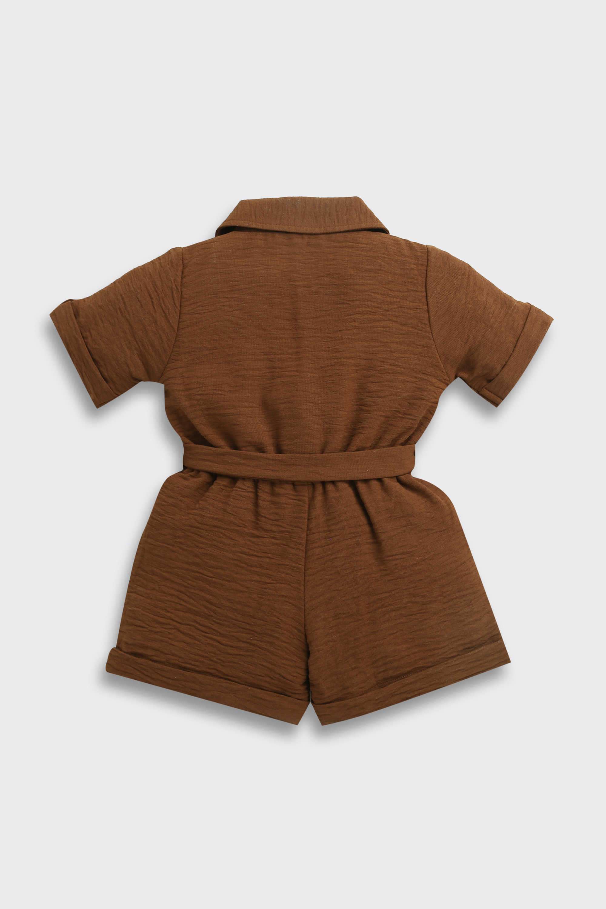 Textured-Polyester-Collared-Infant-Girl-s-Casual-Wear-Jumpsuit