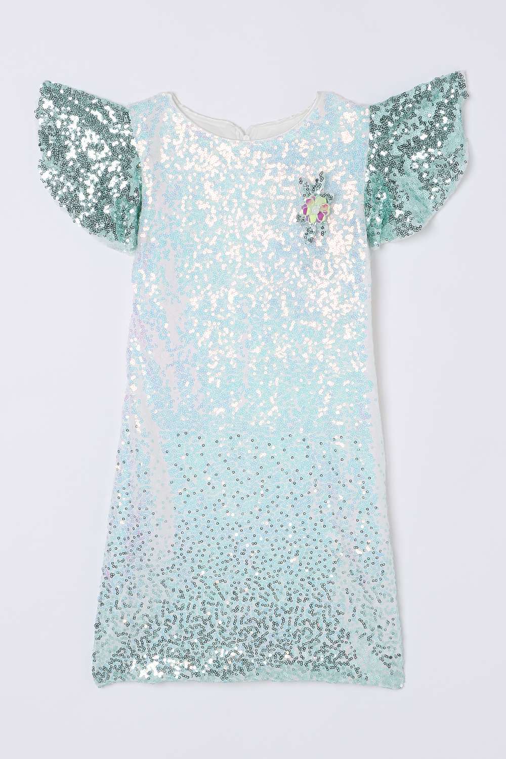 Sequinned-Polyester-Round-Neck-Girl-s-Party-Wear-Dress