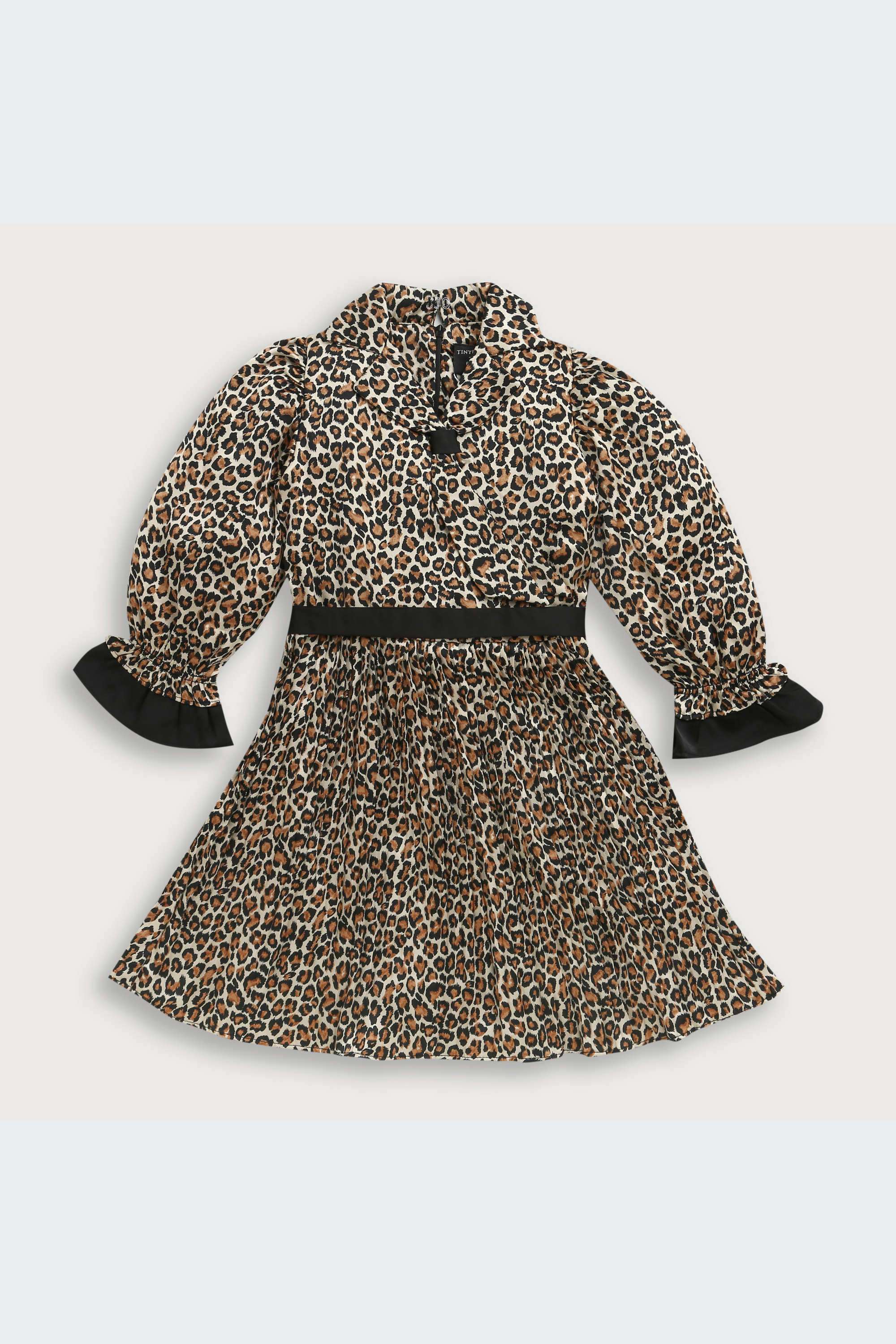 Animal-Print-Polyester-Collared-Girls-Casual-Wear-Dress