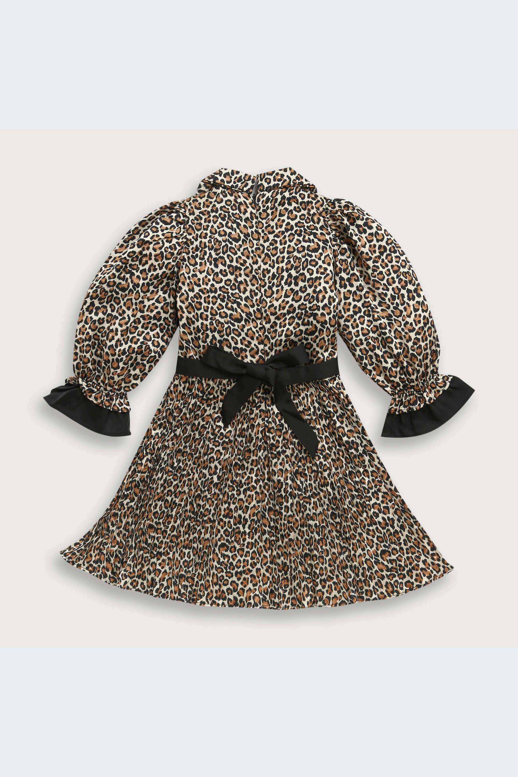 Animal-Print-Polyester-Collared-Girls-Casual-Wear-Dress