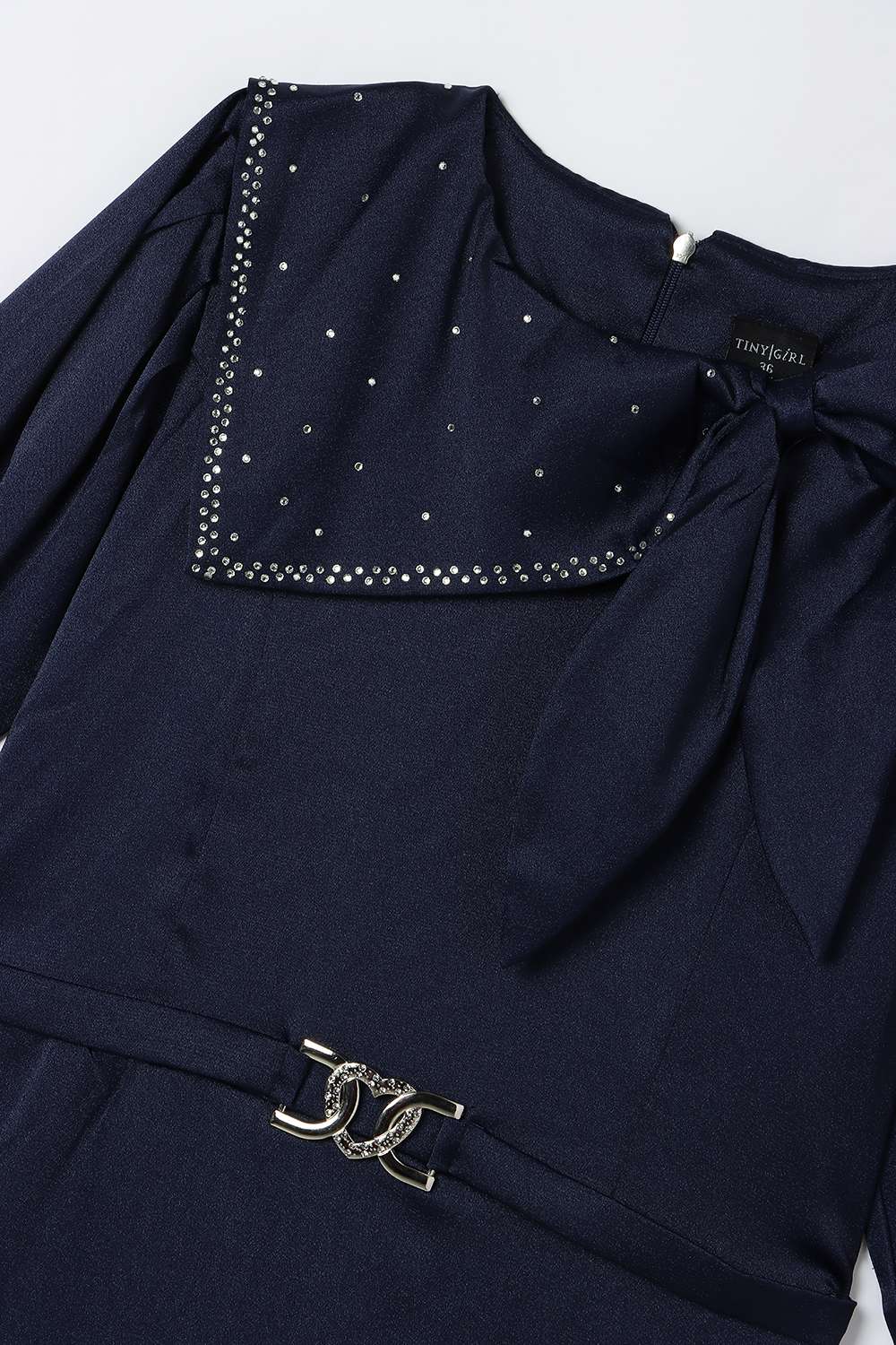 Solid-Blended-Fabric-Square-Neck-Girl-s-Party-Wear-Dress