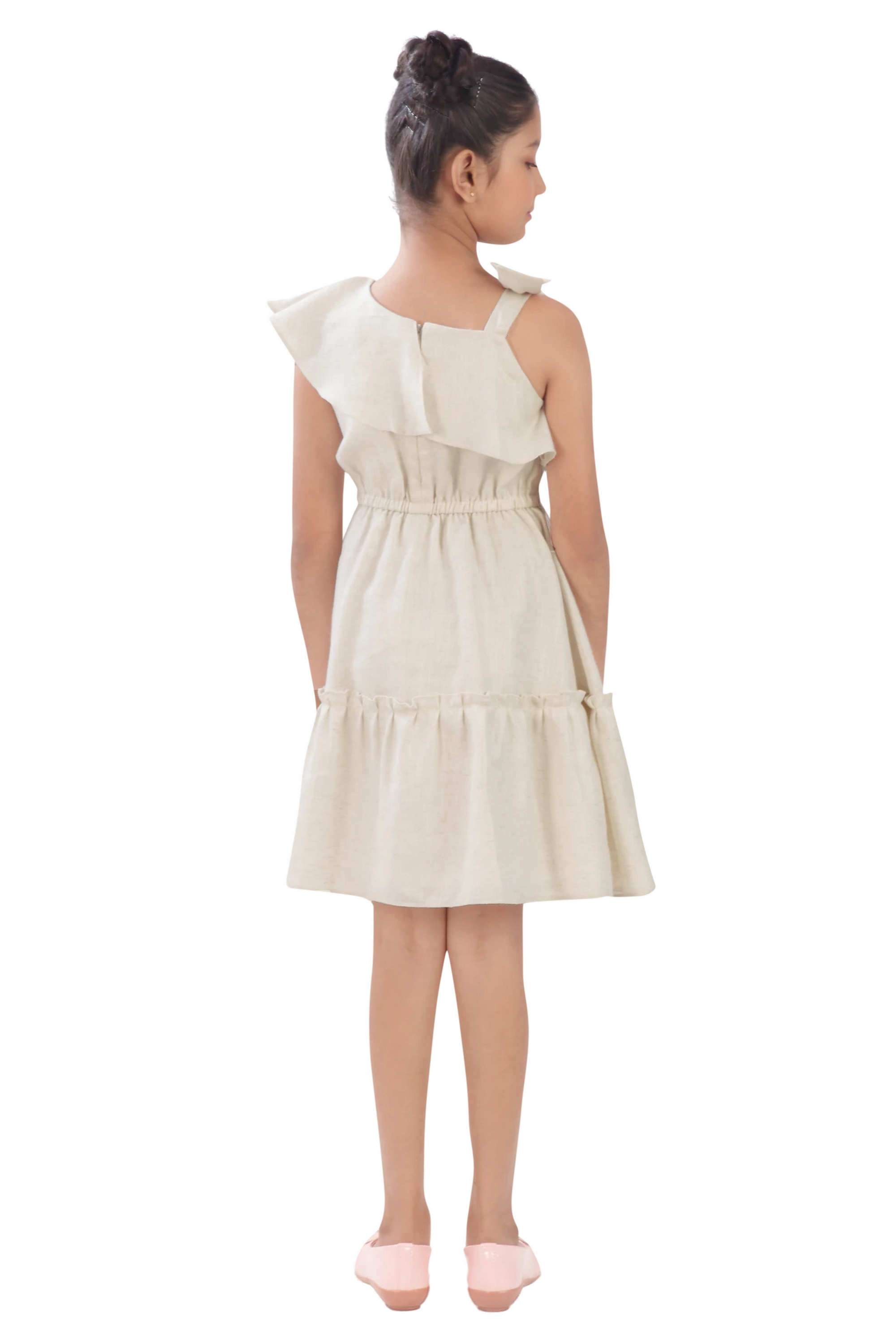 Embroidered-Polyester-One-Shoulder-Girls-Casual-Wear-Dress