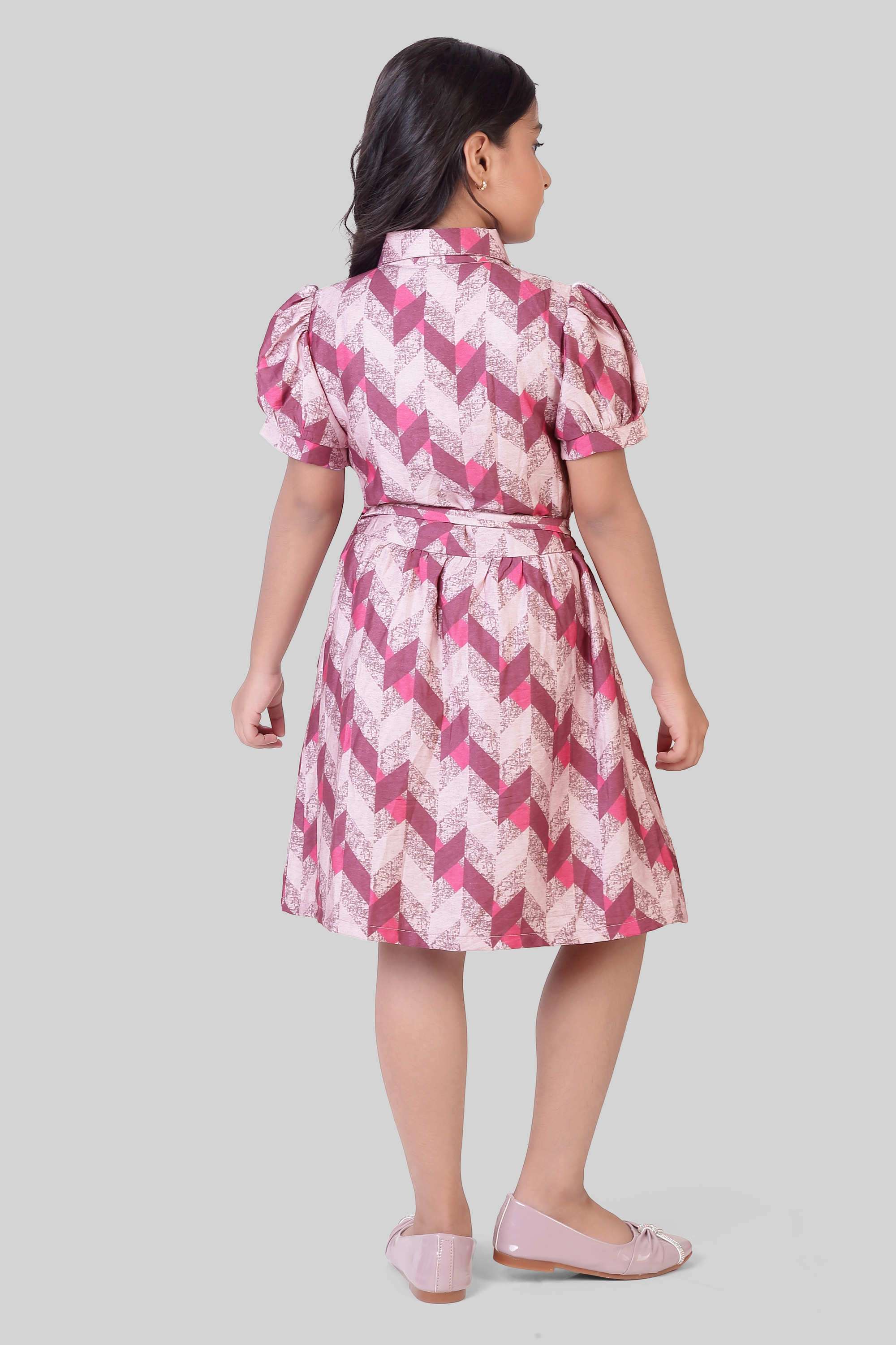 Printed-Polyester-Collared-Girls-Casual-Wear-Dress