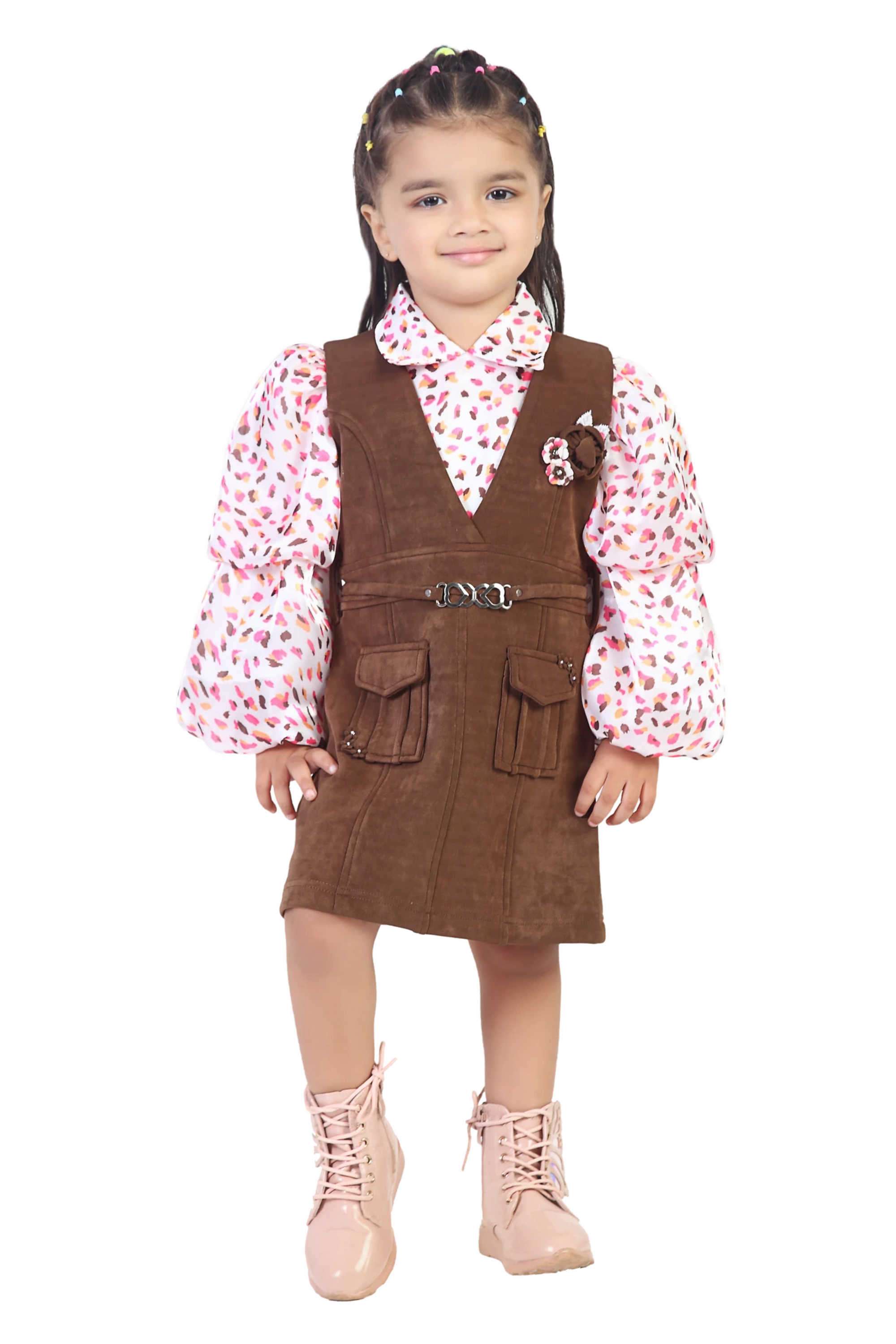 Printed-Polyester-Collared-Infant-Girl-s-Casual-Wear-Dress