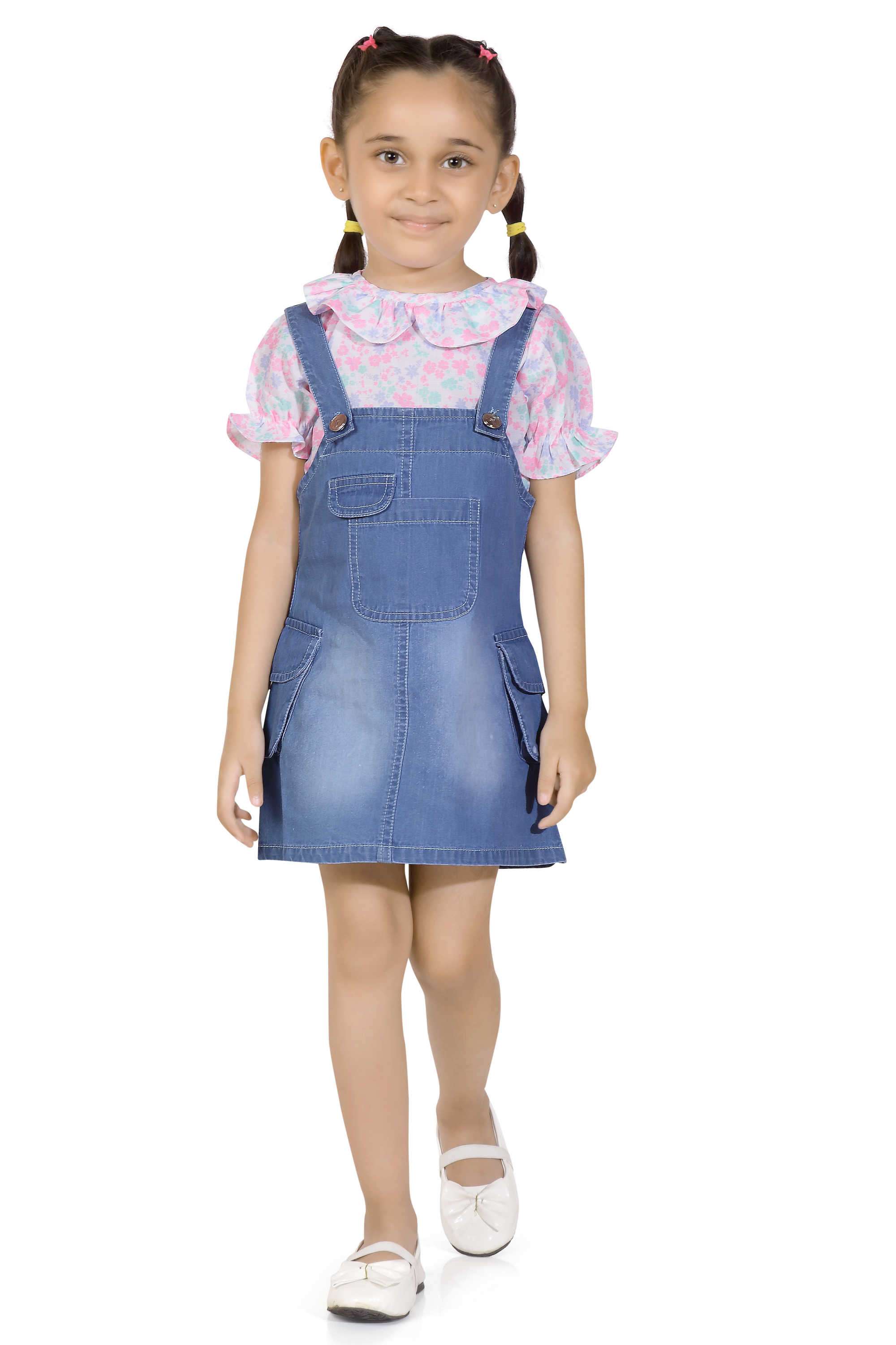 Solid-Cotton-Round-Neck-Infant-Girl-s-Casual-Wear-Dress