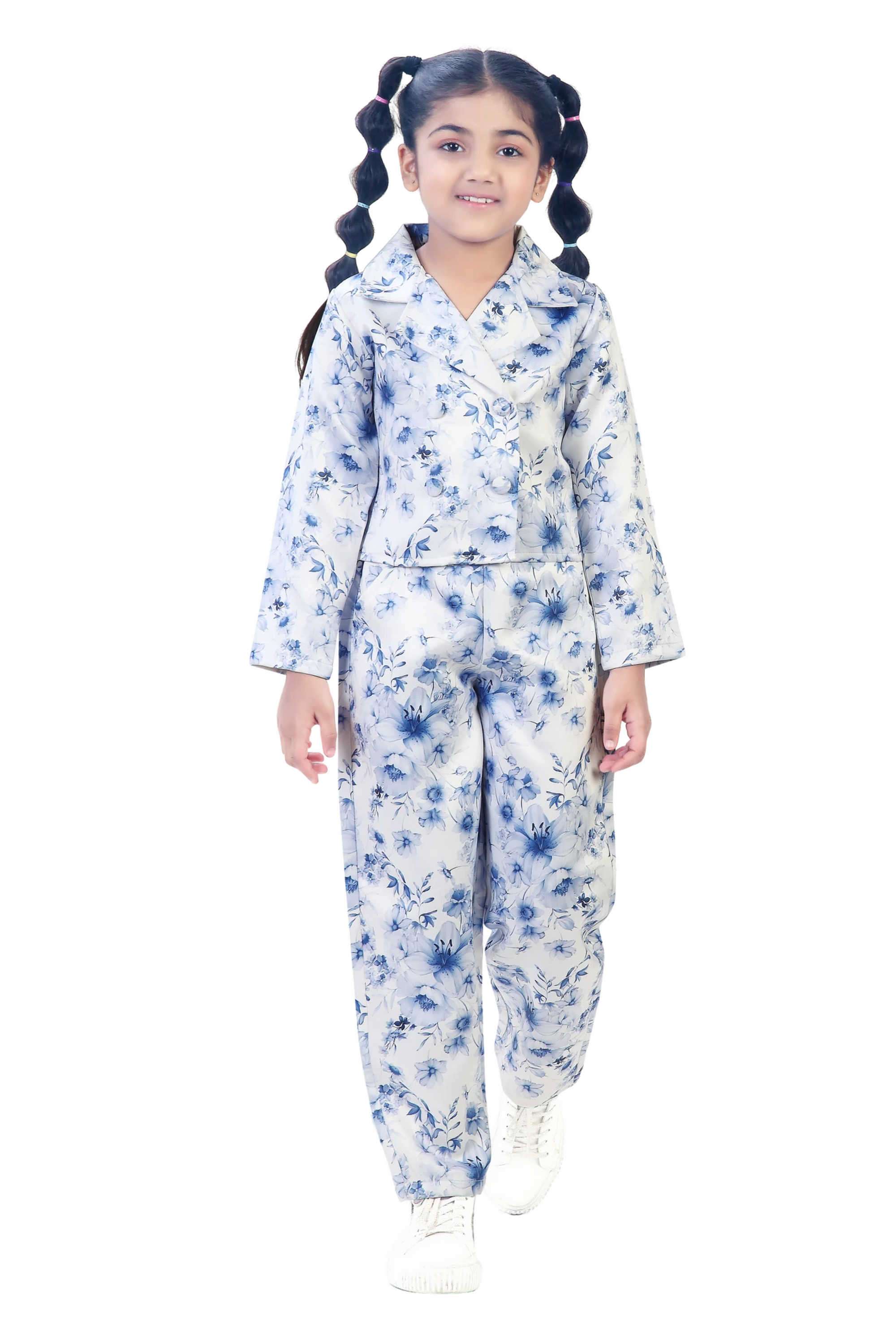Printed-Polyester-Collared-Girl-s-Party-Wear-Clothing-Set
