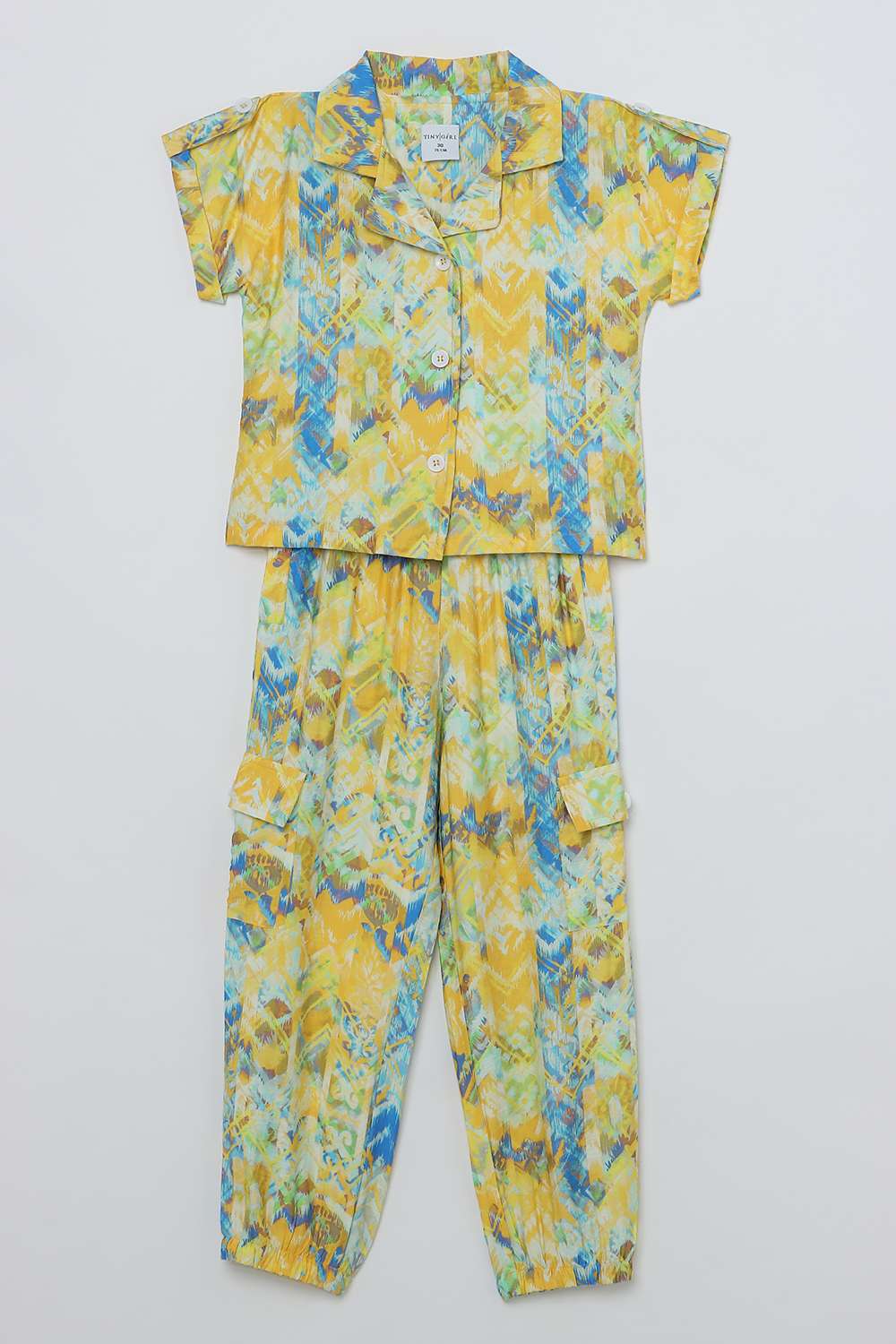 Printed-Polyester-Collared-Girl-s-Casual-Wear-Clothing-Set