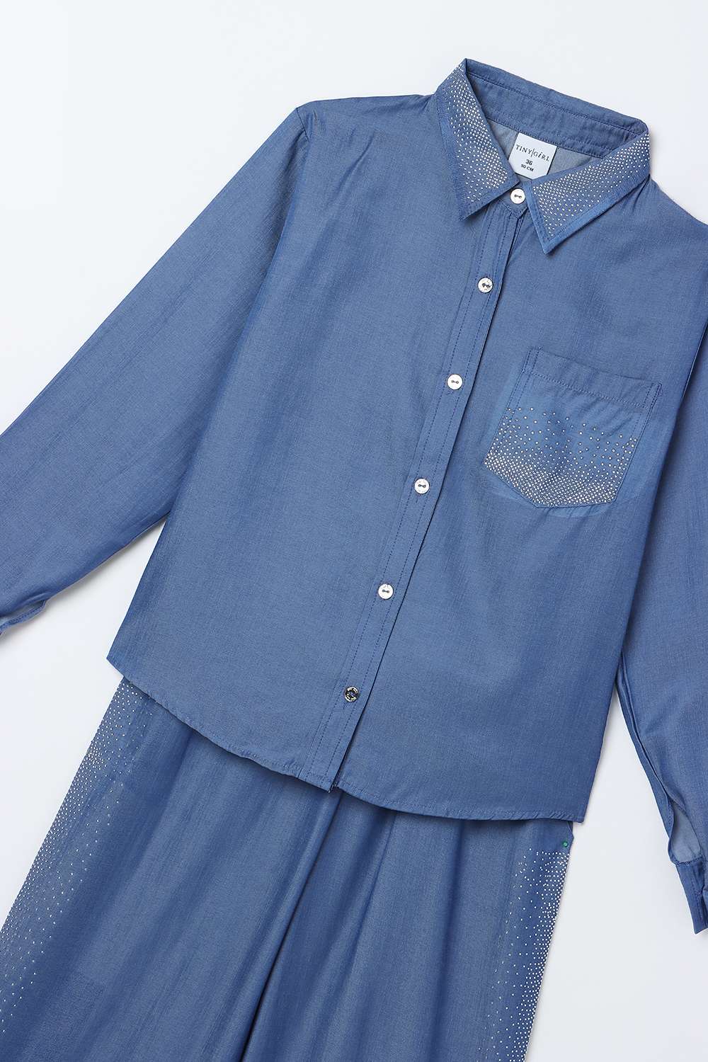 Solid-Polyester-Collared-Girl-s-Casual-Wear-Clothing-Set