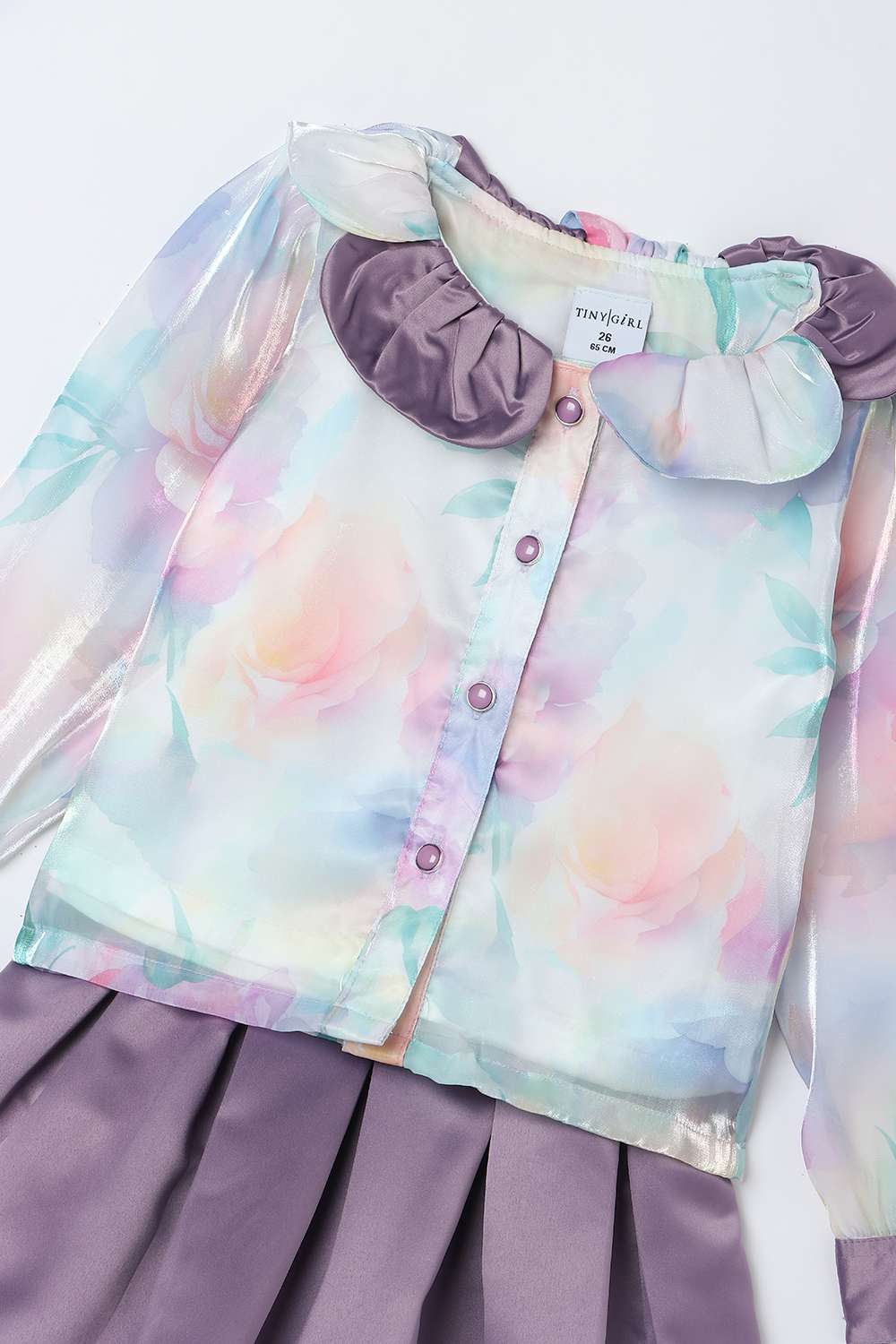 Printed-Polyester-Collared-Girl-s-Party-Wear-Clothing-Set