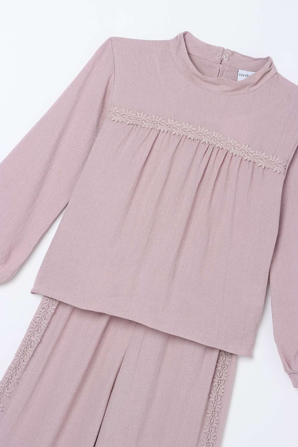 Solid-Polyester-Collared-Girl-s-Casual-Wear-Clothing-Set