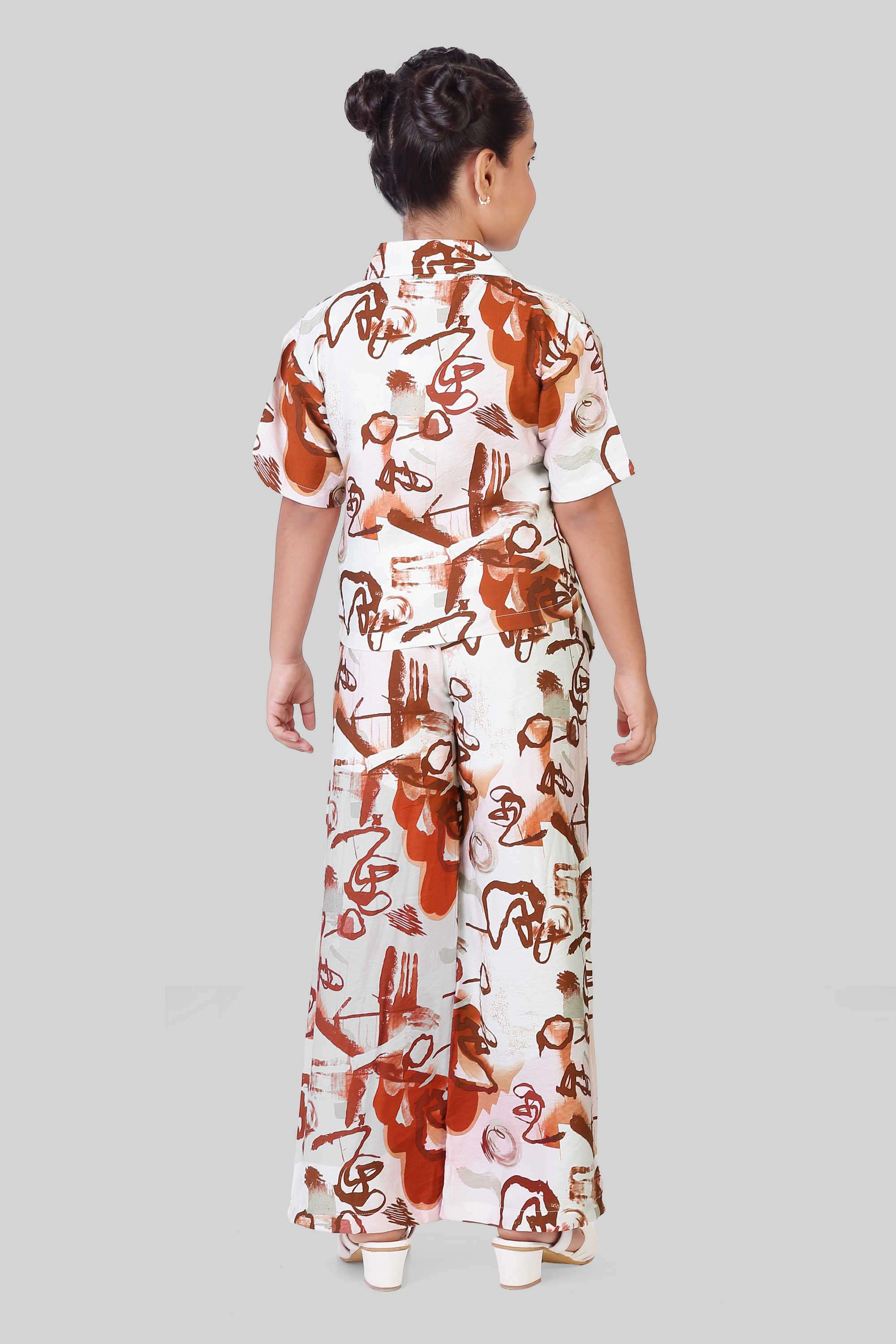 Printed-Polyester-Collared-Girl-s-Casual-Wear-Clothing-Set