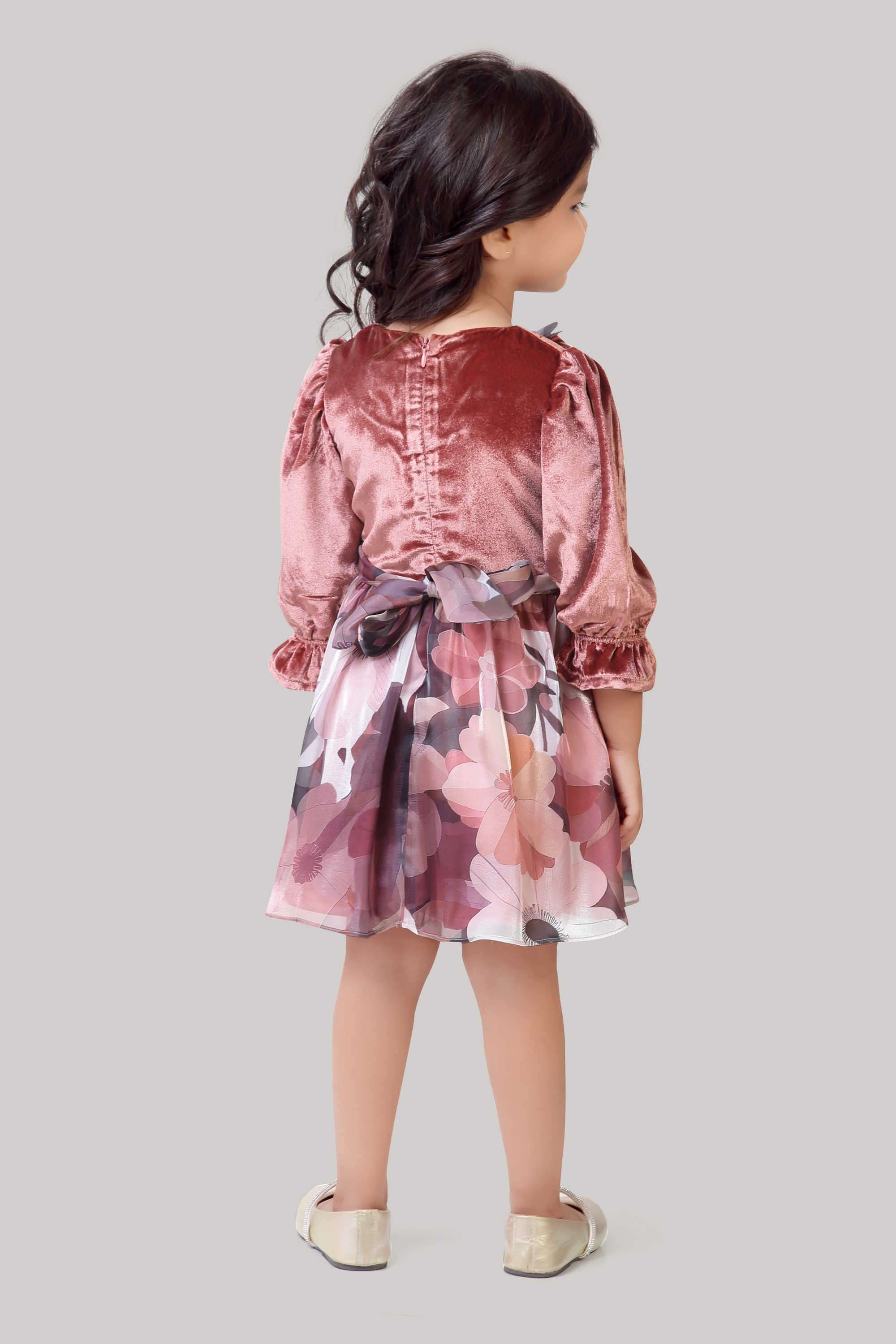 Textured-Polyester-Round-Neck-Infant-Girl-s-Frock