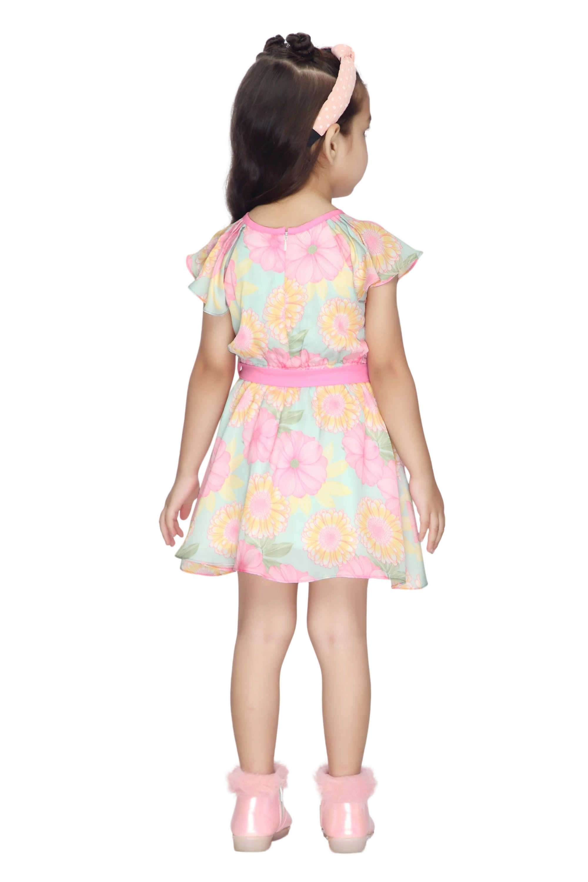 Printed-Polyester-Round-Neck-Infant-Girl-s-Casual-Wear-Dress