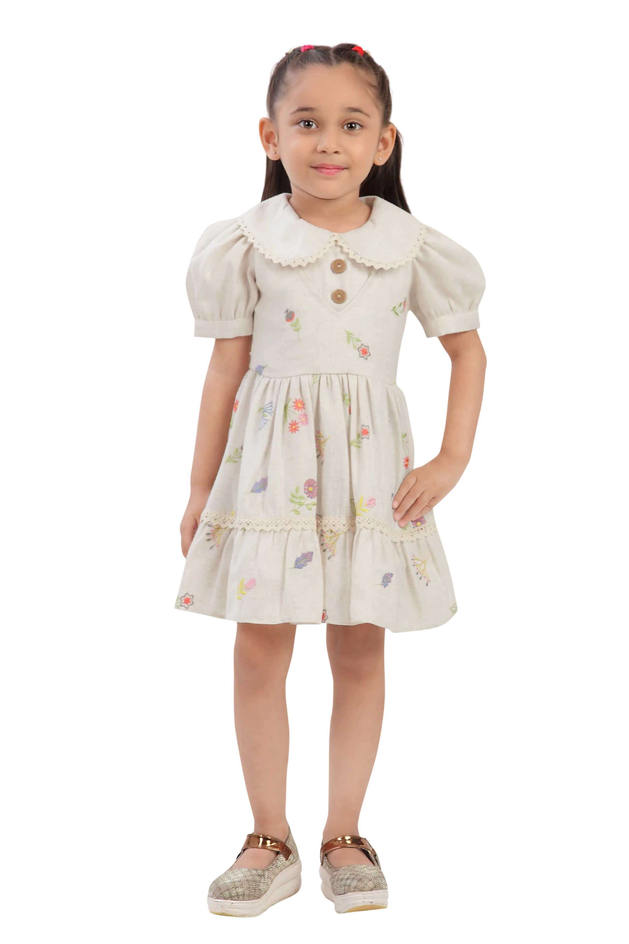 Embroidered-Polyester-Collared-Infant-Girl-s-Casual-Wear-Dress