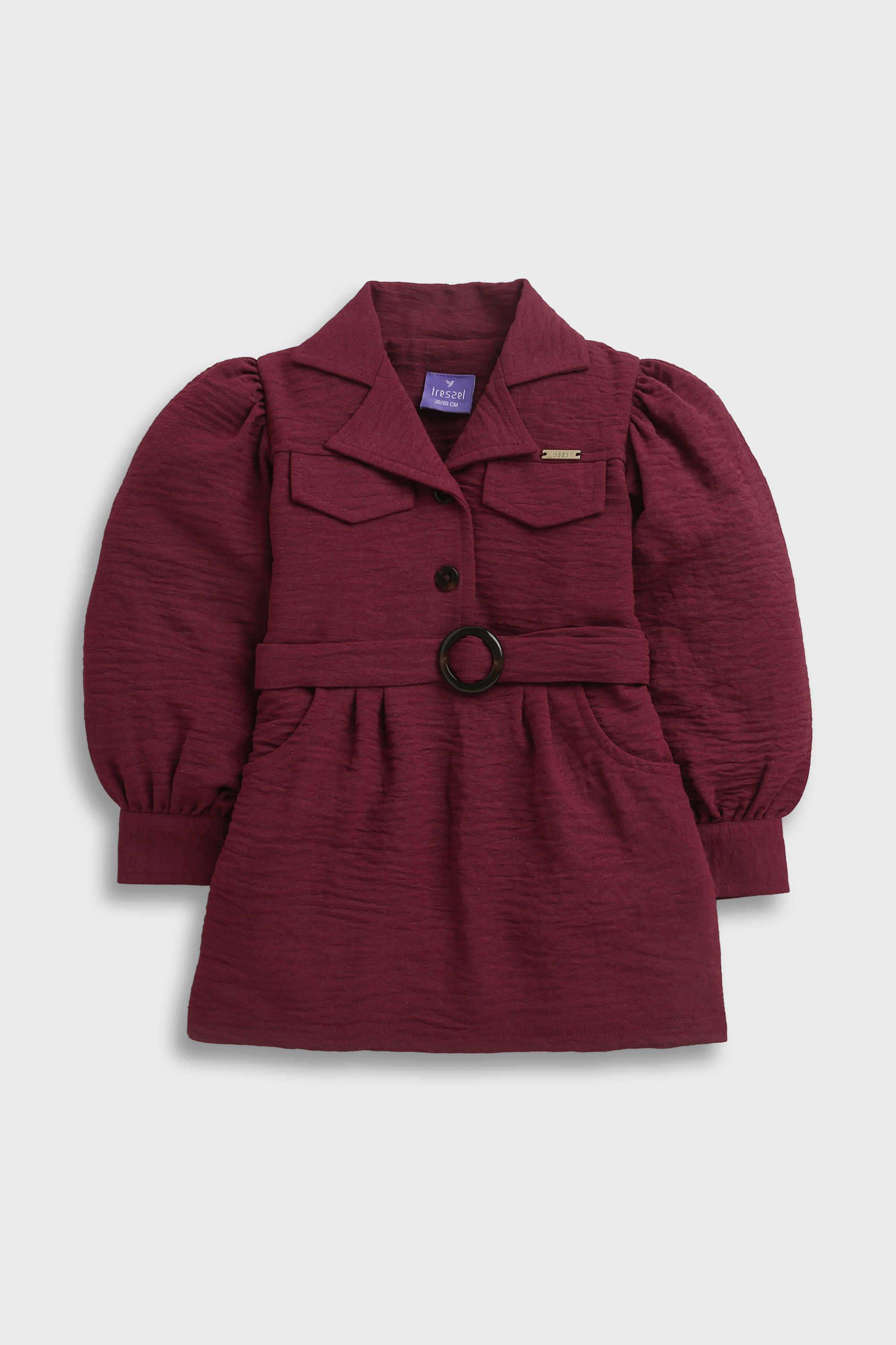 Textured-Polyester-Collared-Infant-Girl-s-Casual-Wear-Dress