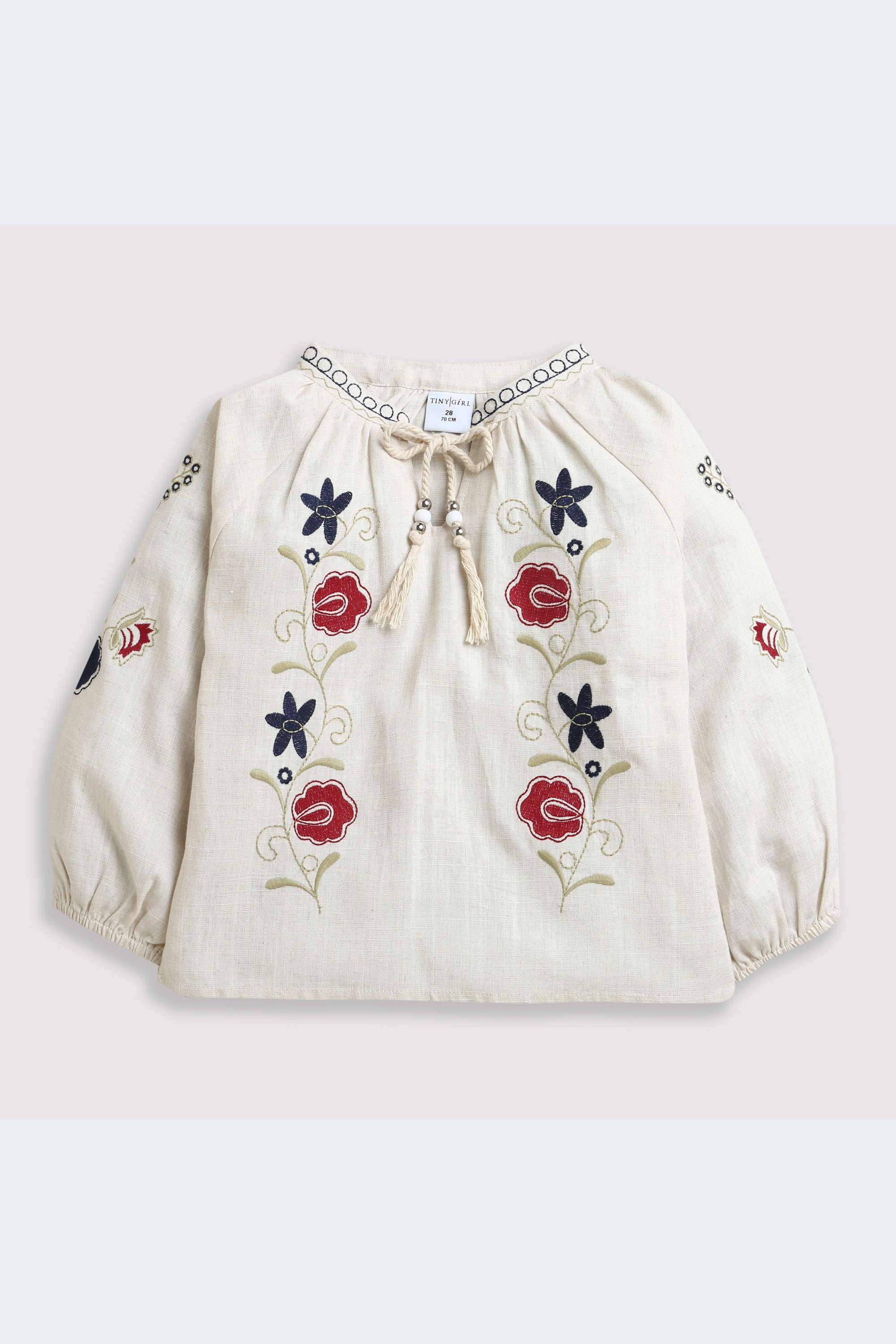 Embroidered-Polyester-Round-Neck-Girls-Top