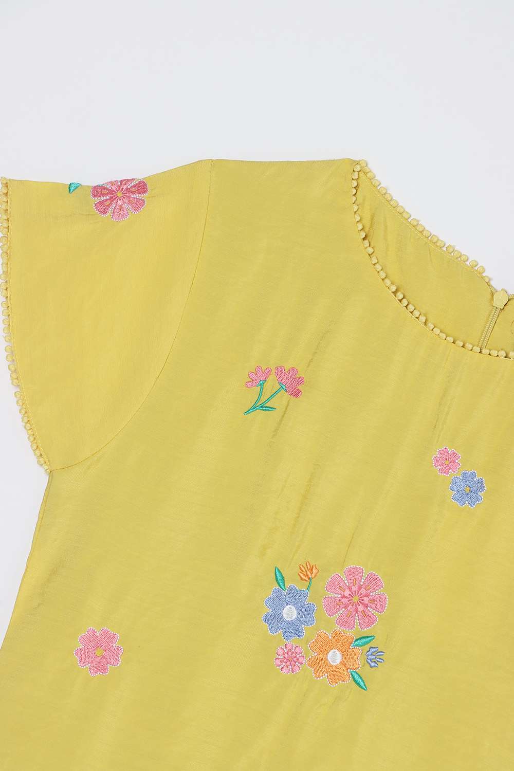 Solid-Blended-Fabric-Round-Neck-Girls-Top