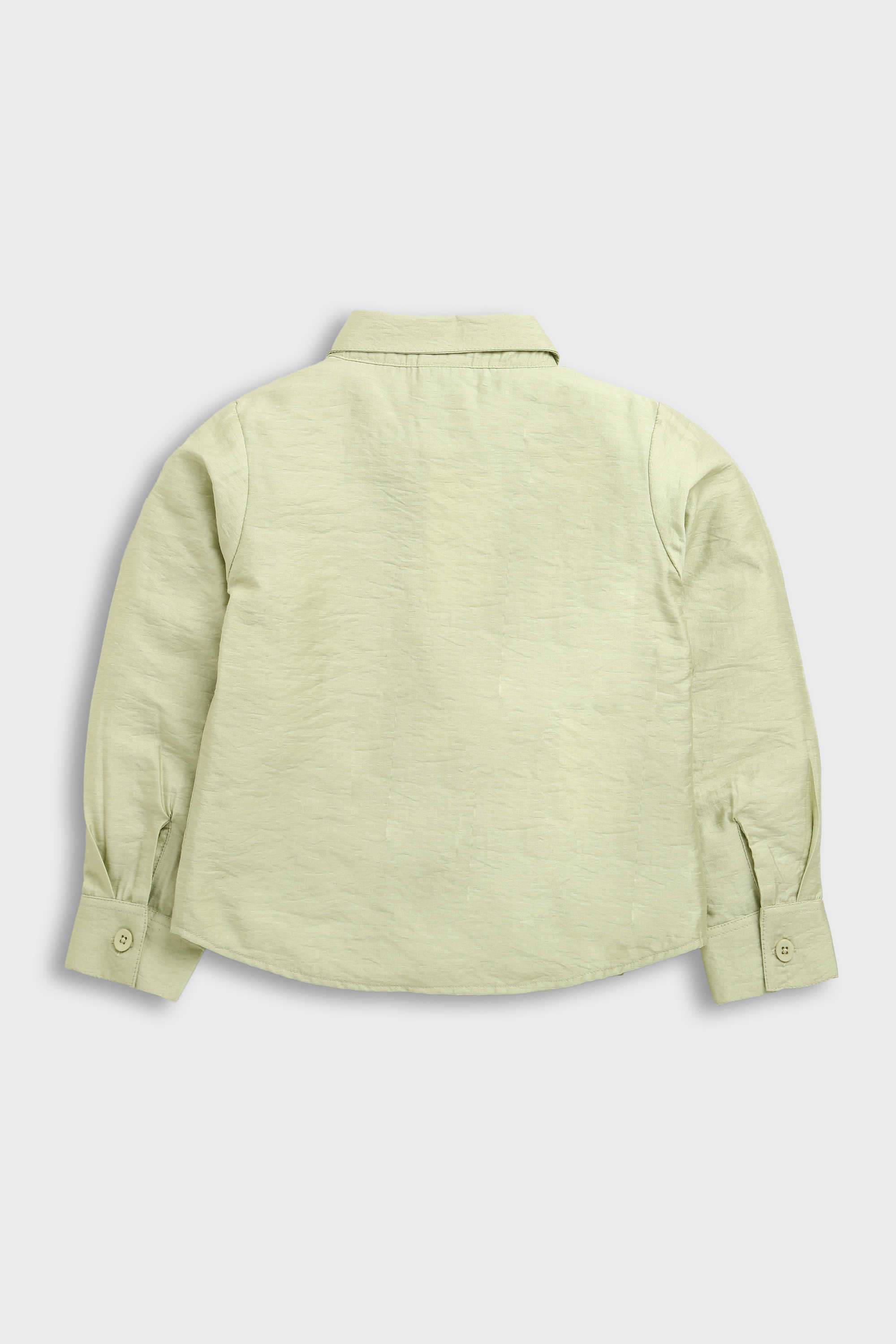 Solid-Polyester-Collared-Girl-s-Top