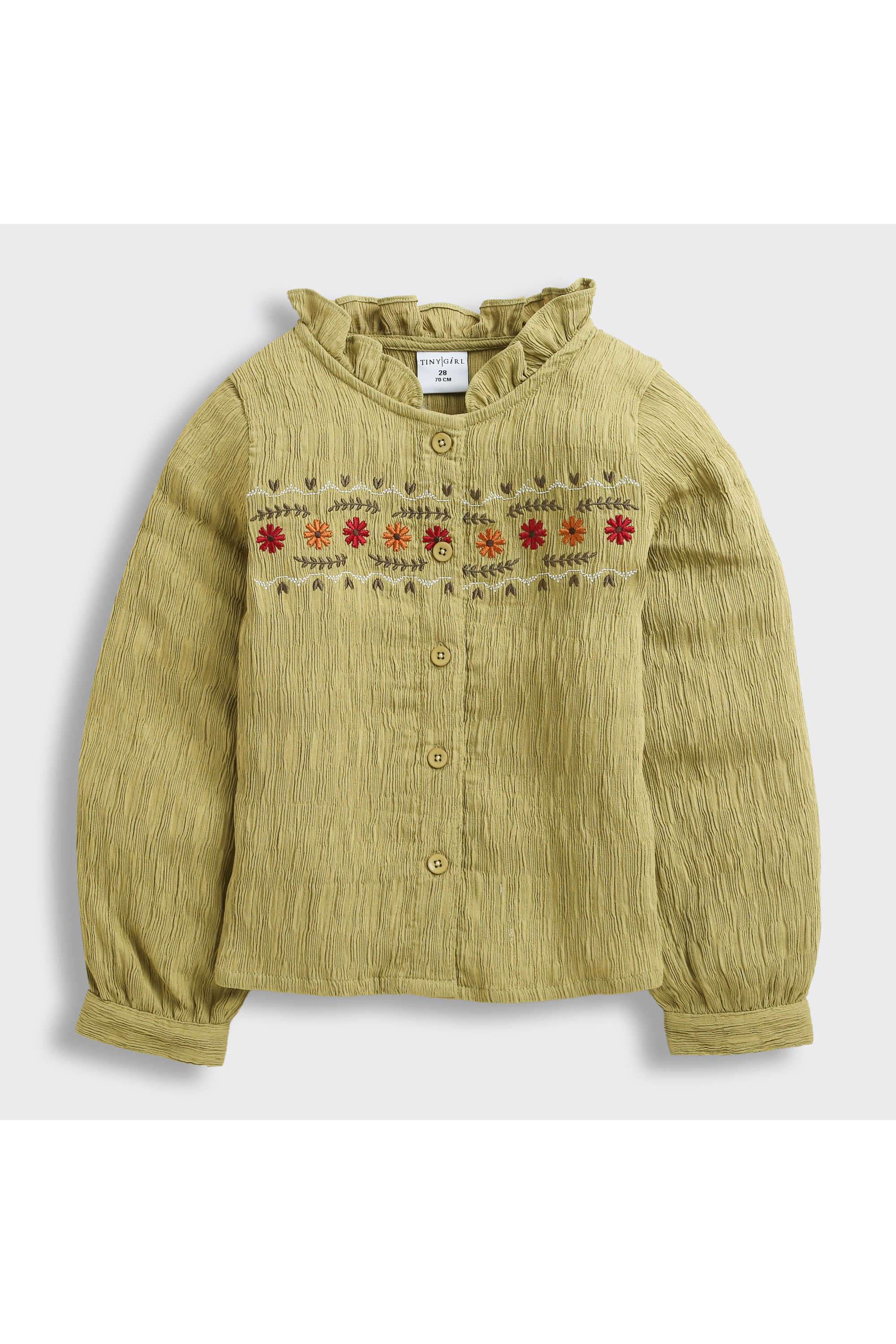 Textured-Polyester-Round-Neck-Girl-s-Top