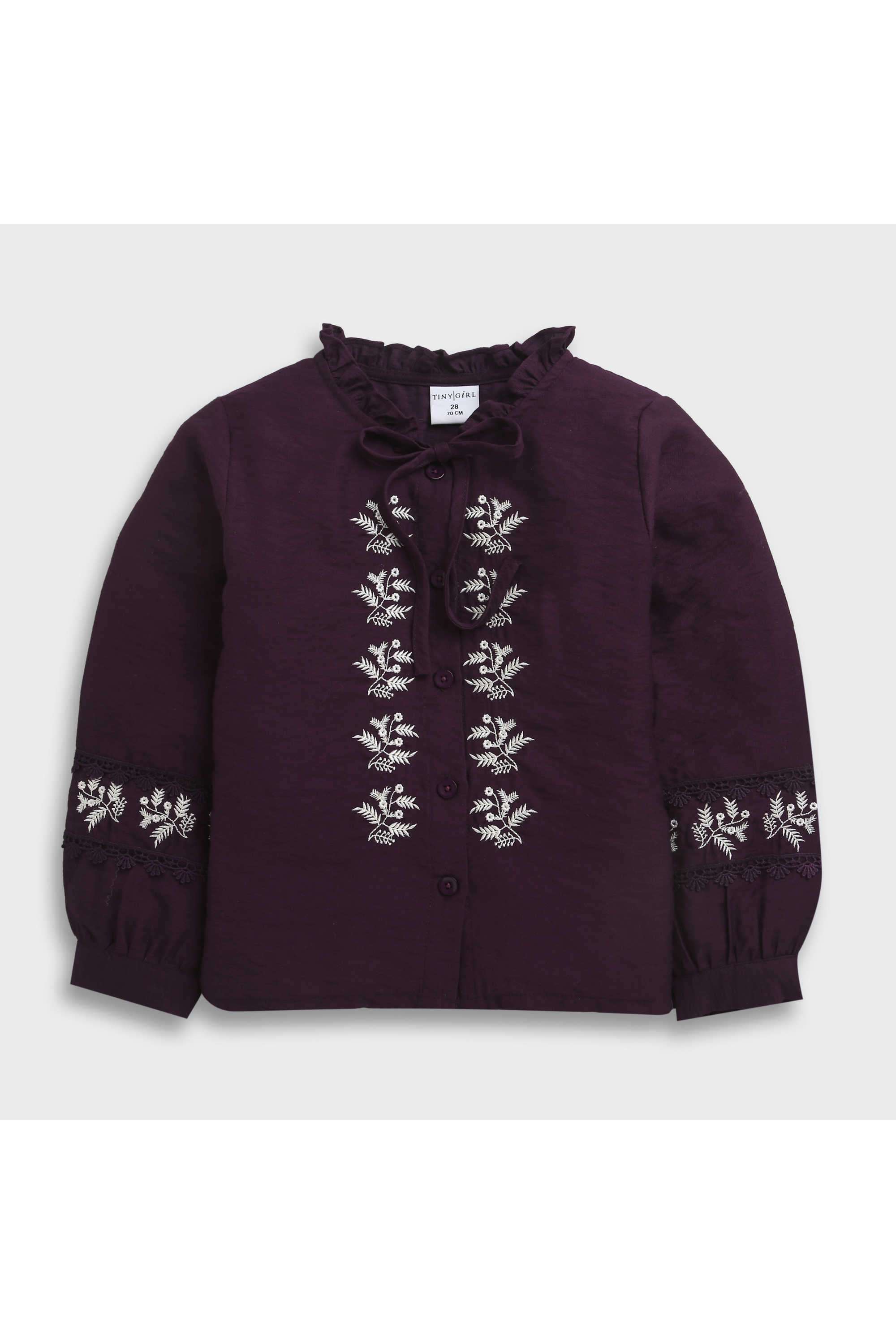 Solid-Polyester-Round-Neck-Girl-s-Top