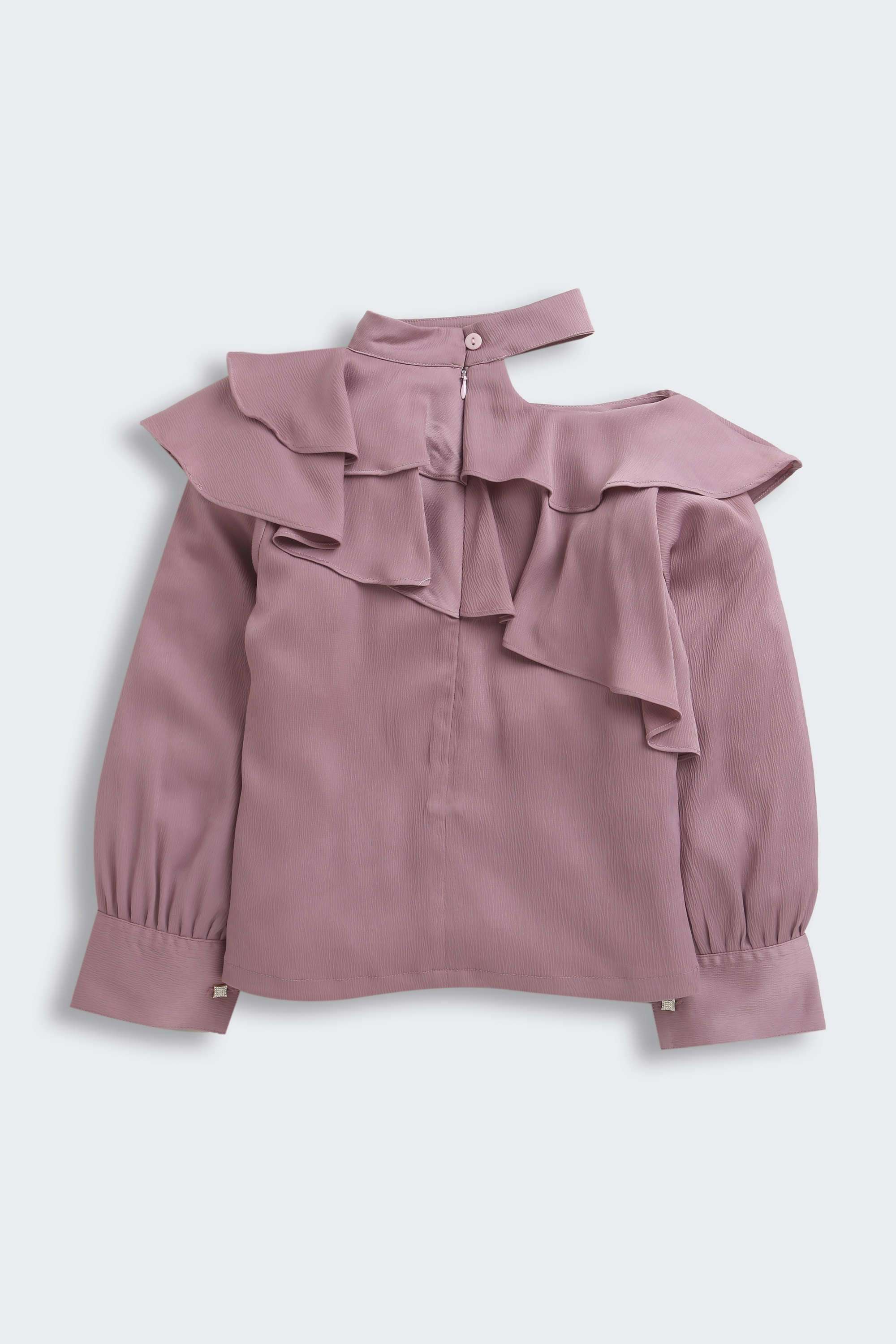 Solid-Polyester-Round-Neck-Girls-Top