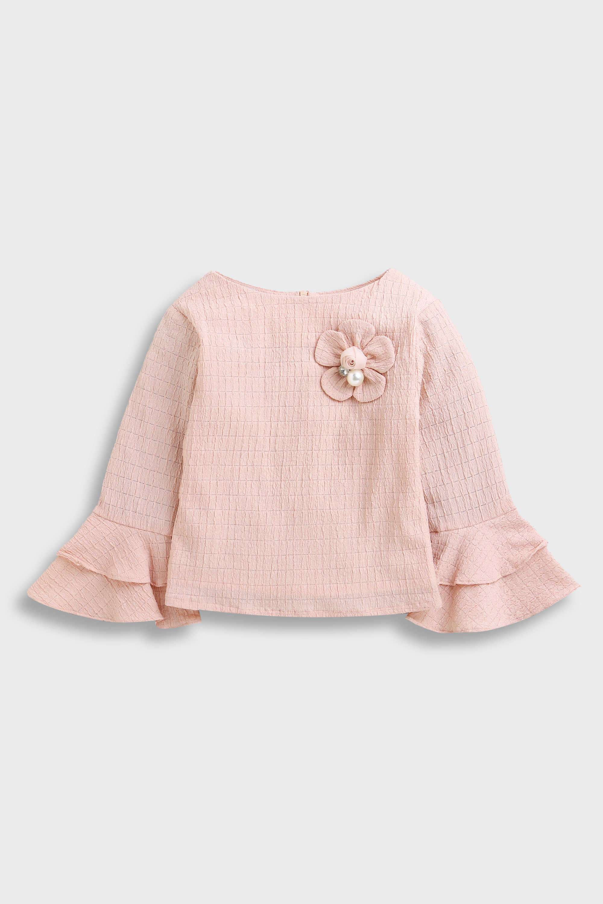 Textured-Polyester-Boat-Neck-Girl-s-Top