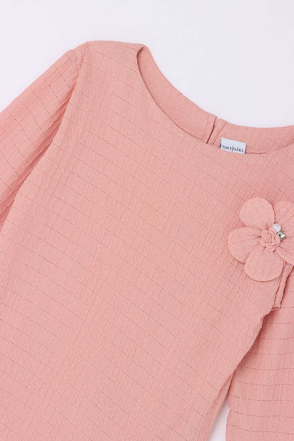 Textured-Polyester-Boat-Neck-Girl-s-Top