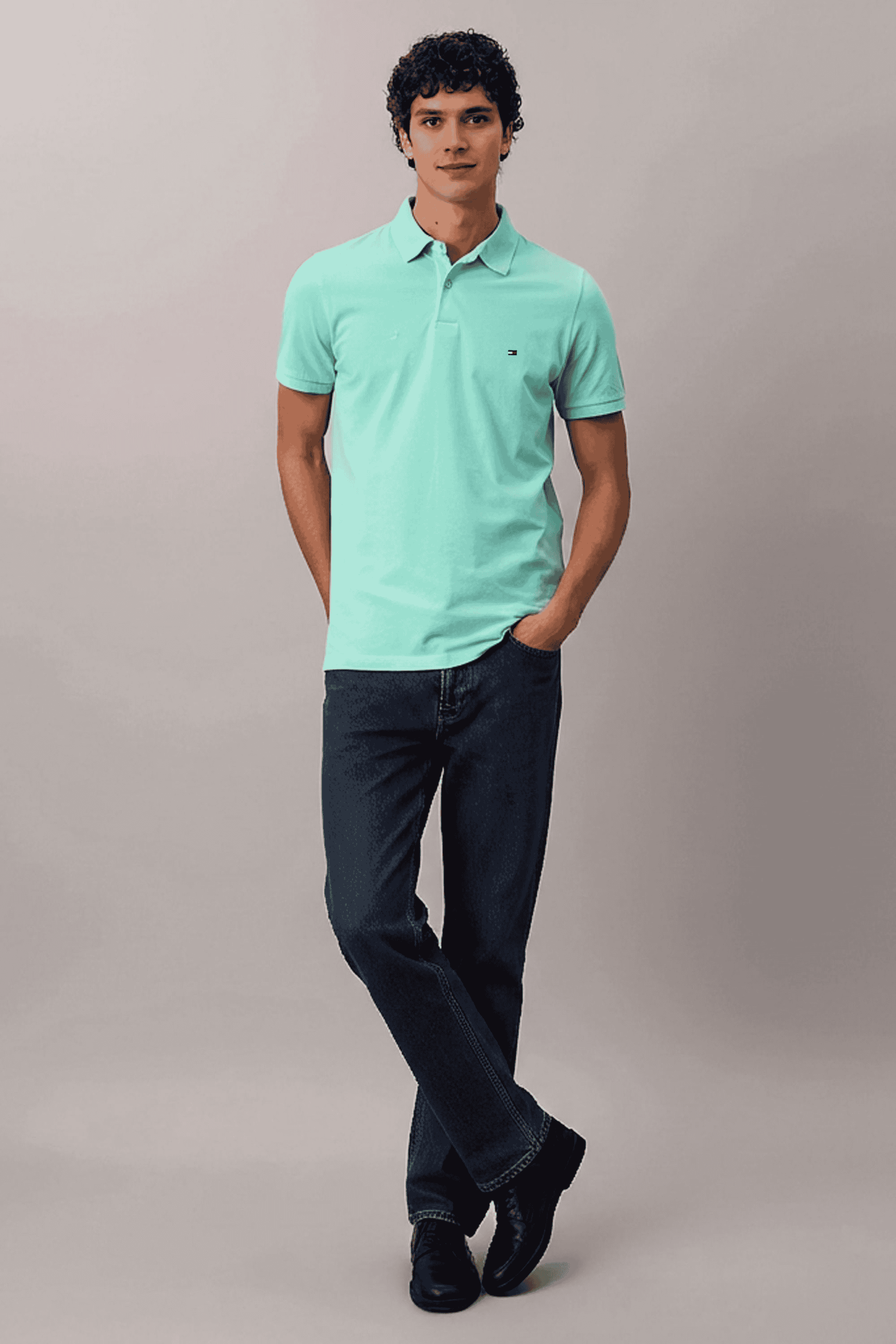 Solid-Blended-Fabric-Polo-Men-s-T-Shirt