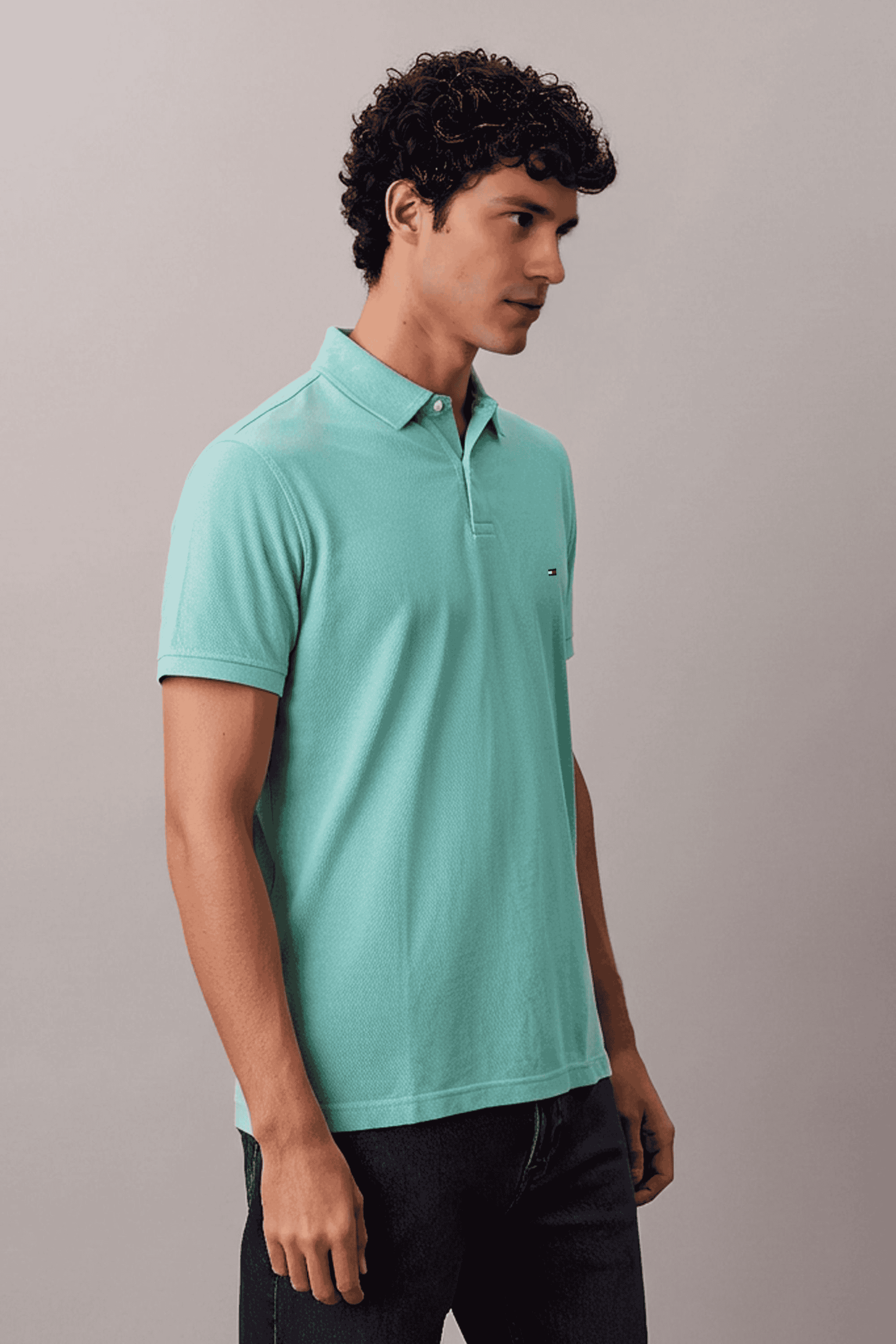 Solid-Blended-Fabric-Polo-Men-s-T-Shirt