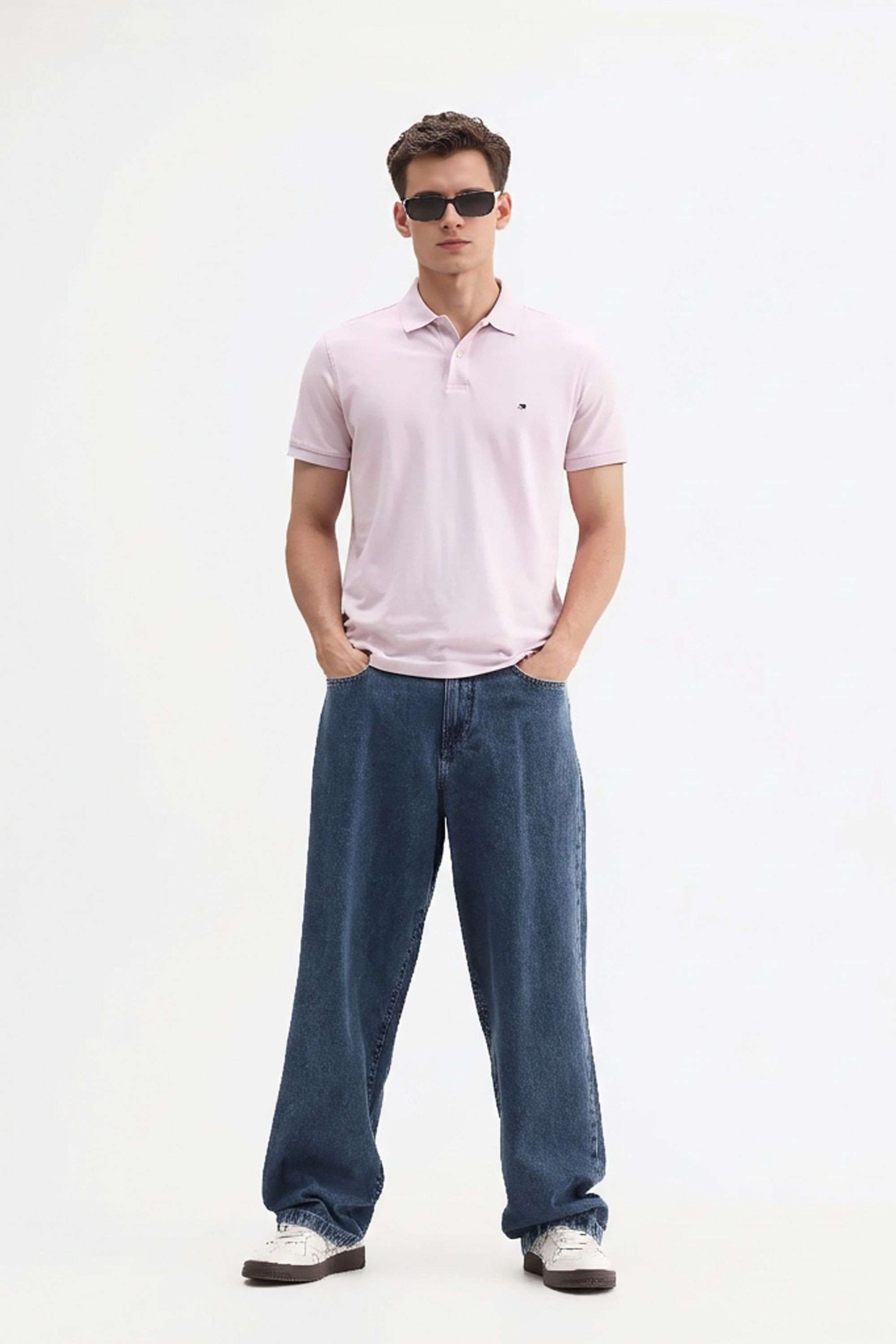 Solid-Blended-Fabric-Polo-Men-s-T-Shirt
