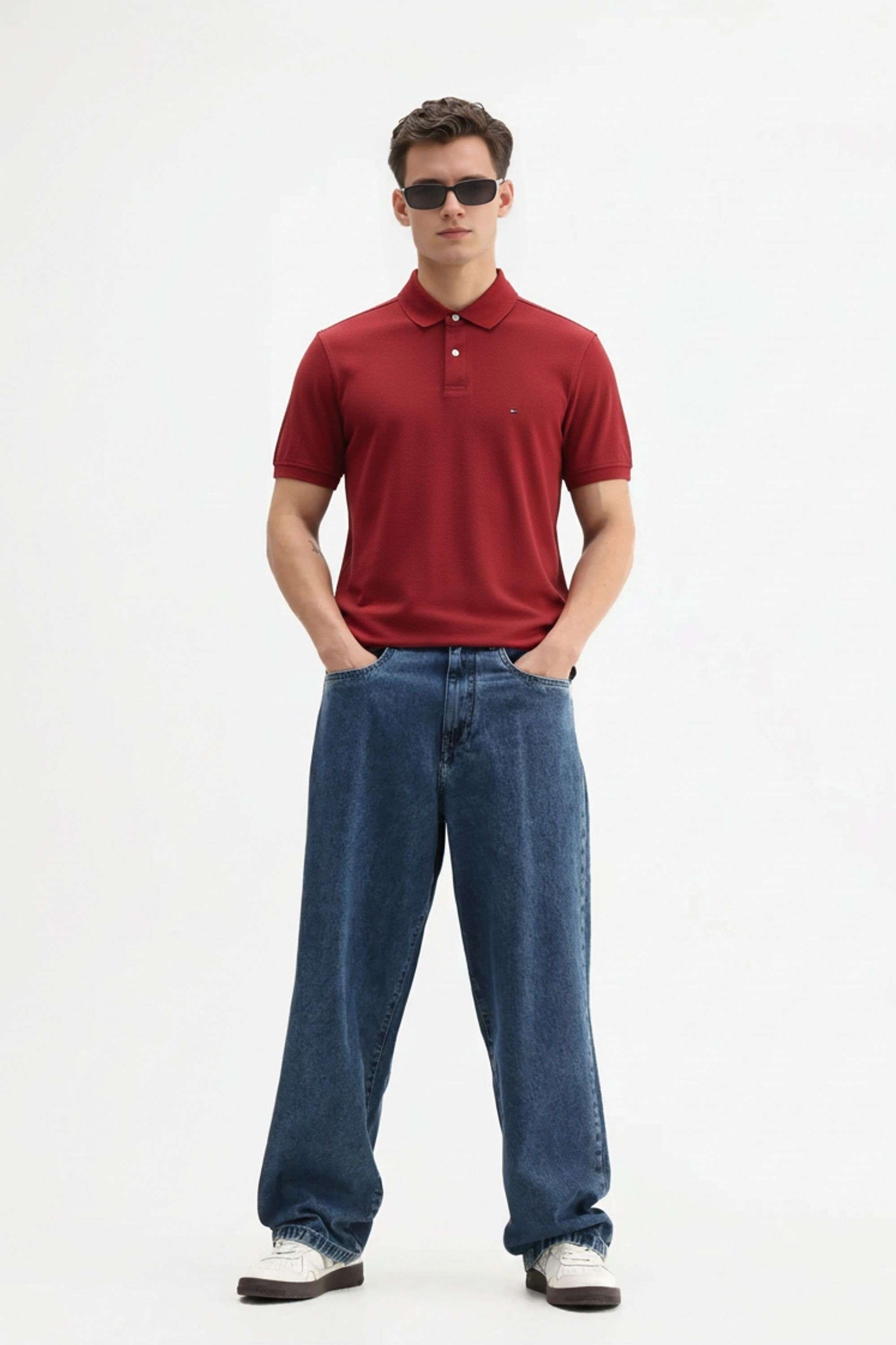 Solid-Blended-Fabric-Polo-Men-s-T-Shirt