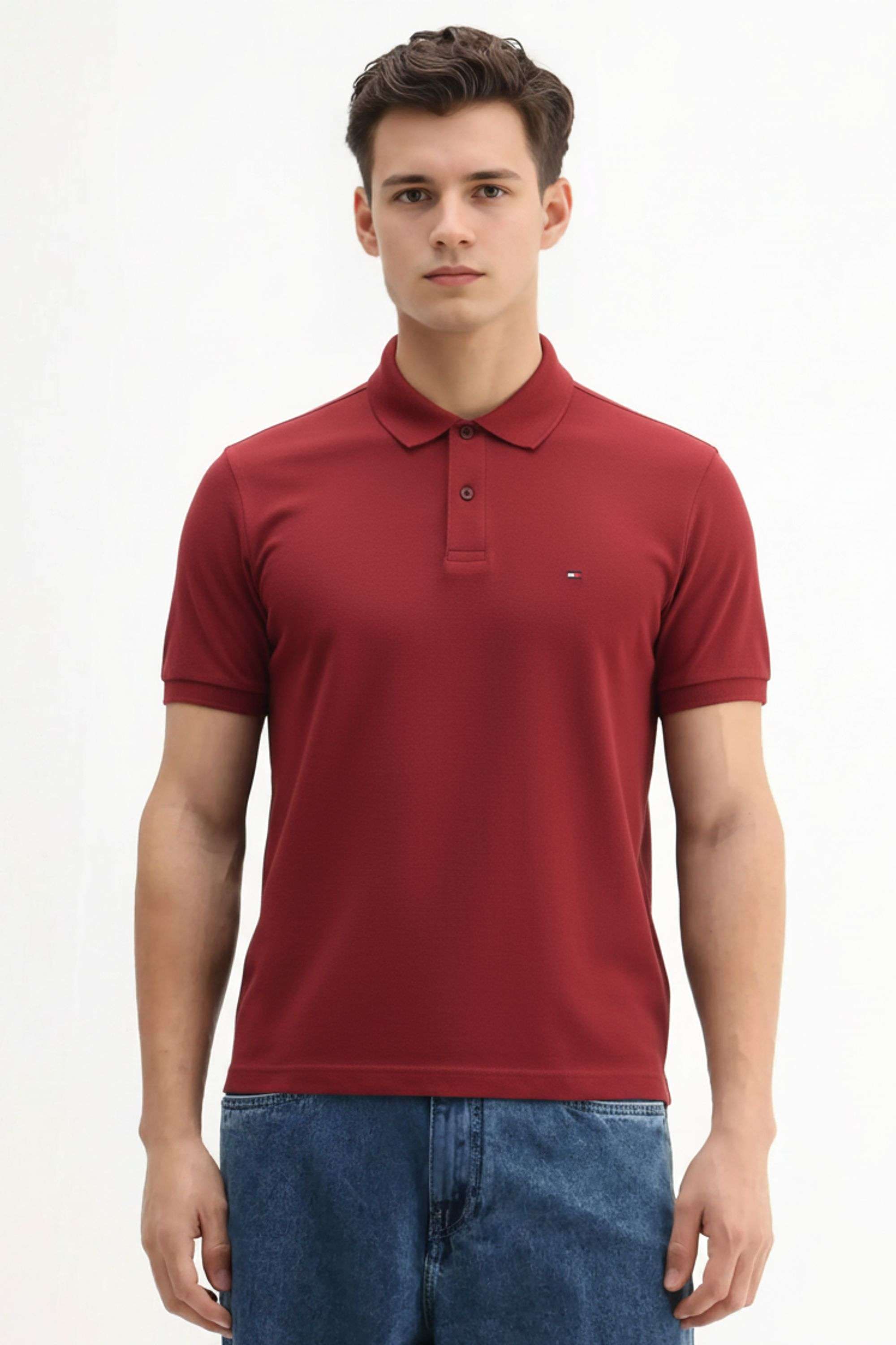 Solid-Blended-Fabric-Polo-Men-s-T-Shirt