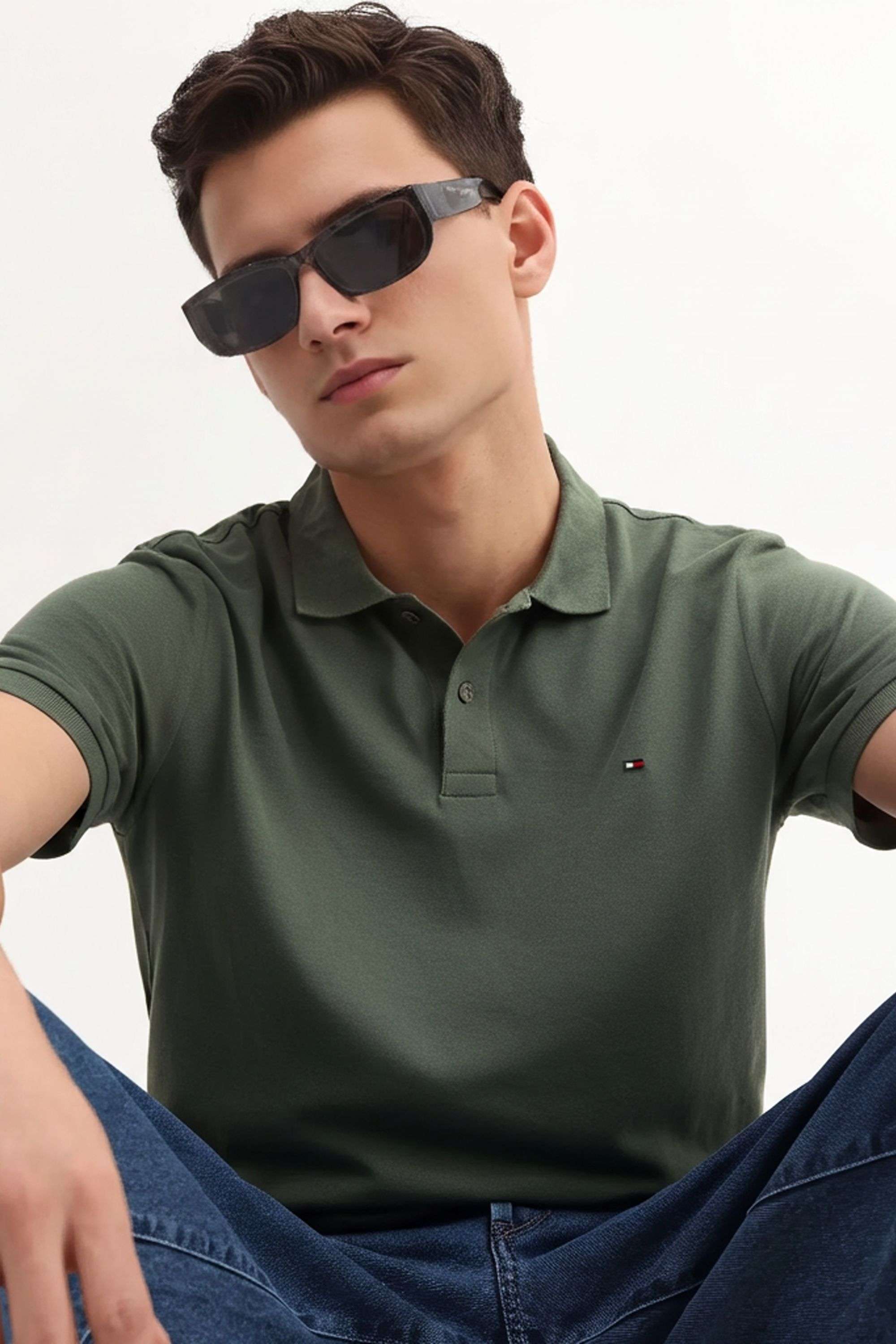 Solid-Blended-Fabric-Polo-Men-s-T-Shirt