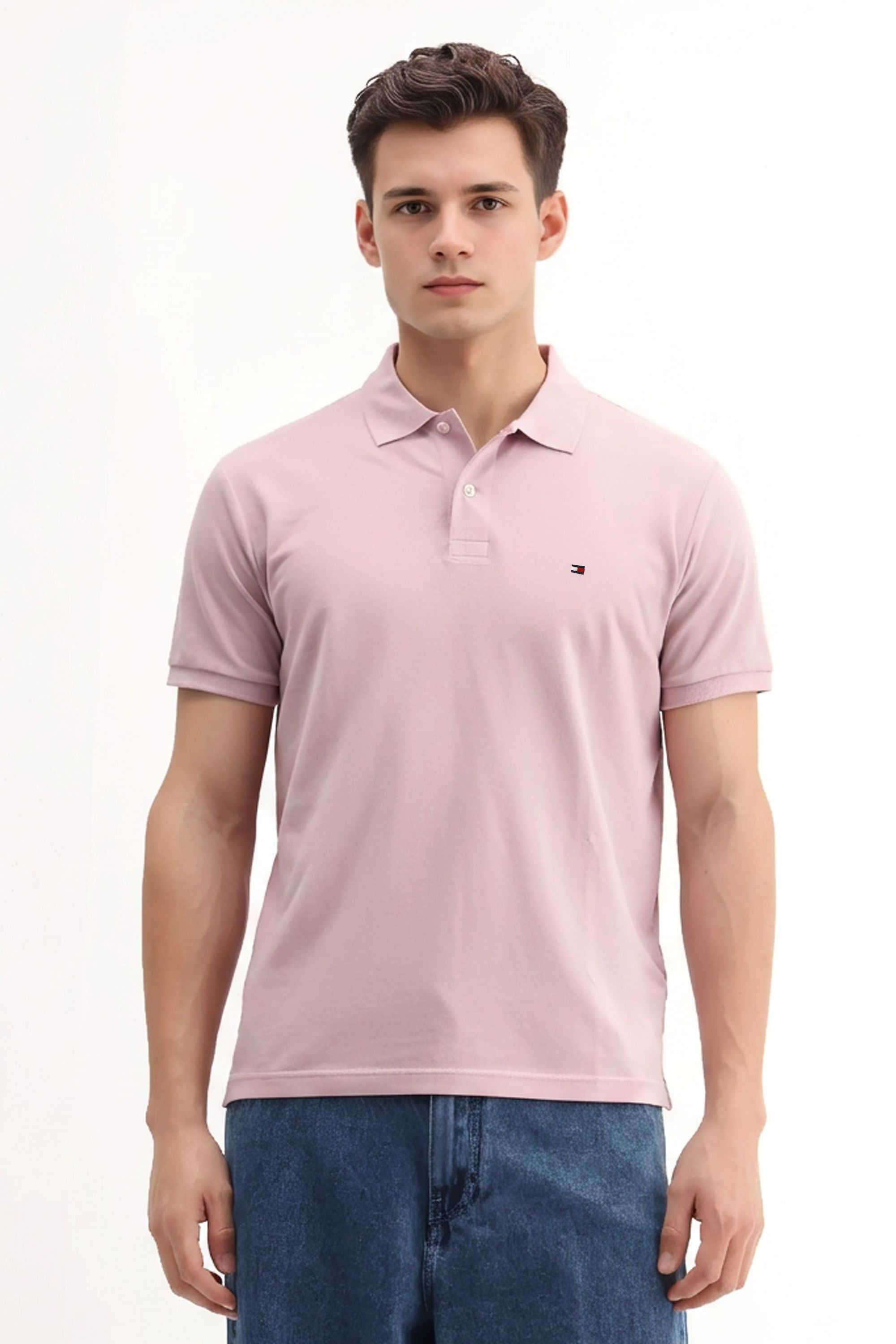 Solid-Blended-Fabric-Polo-Men-s-T-Shirt