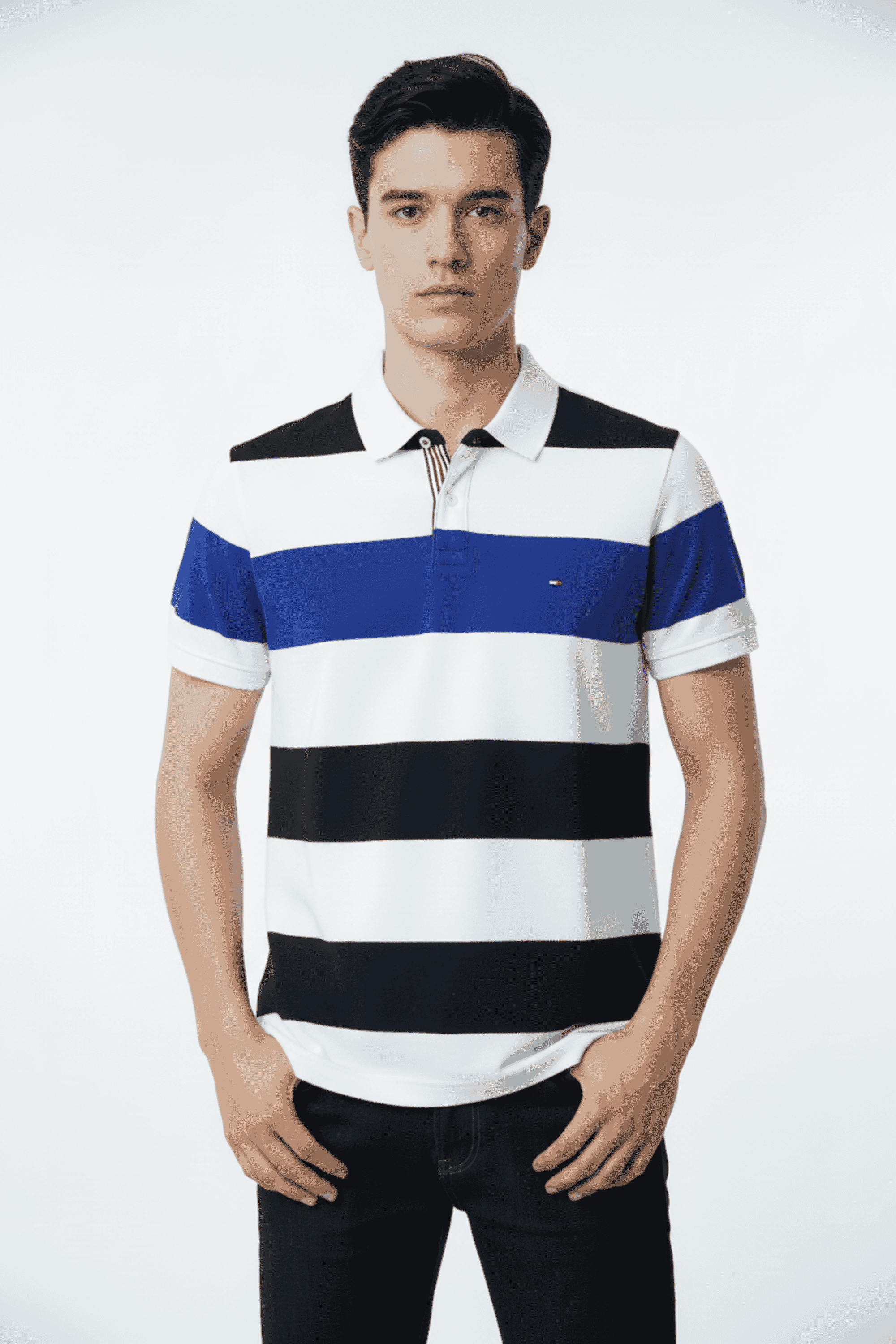 Stripes-Blended-Fabric-Regular-Fit-Men-Polo-T-Shirt
