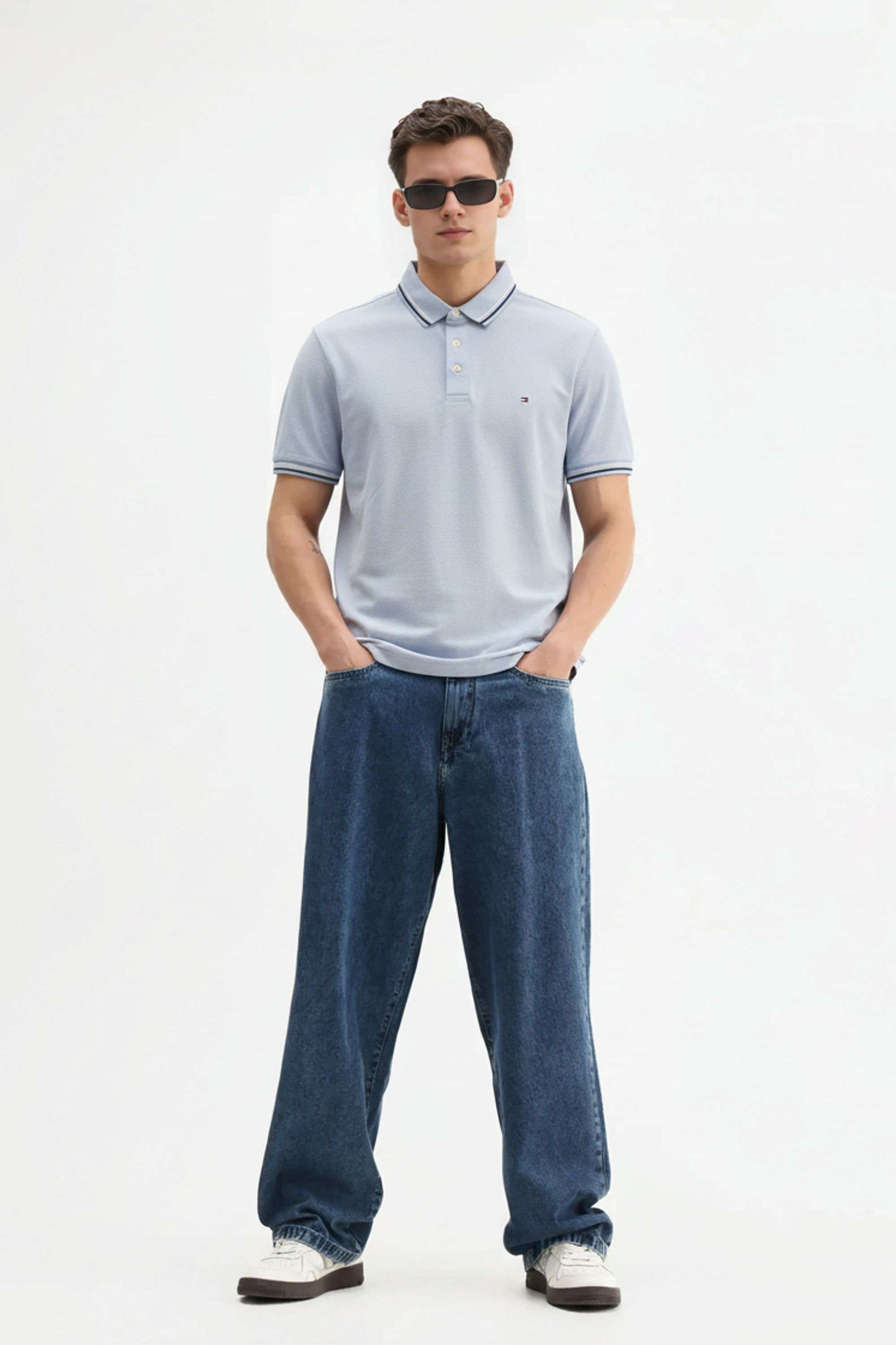 Solid-Blended-Fabric-Regular-Fit-Men-Polo-T-Shirt