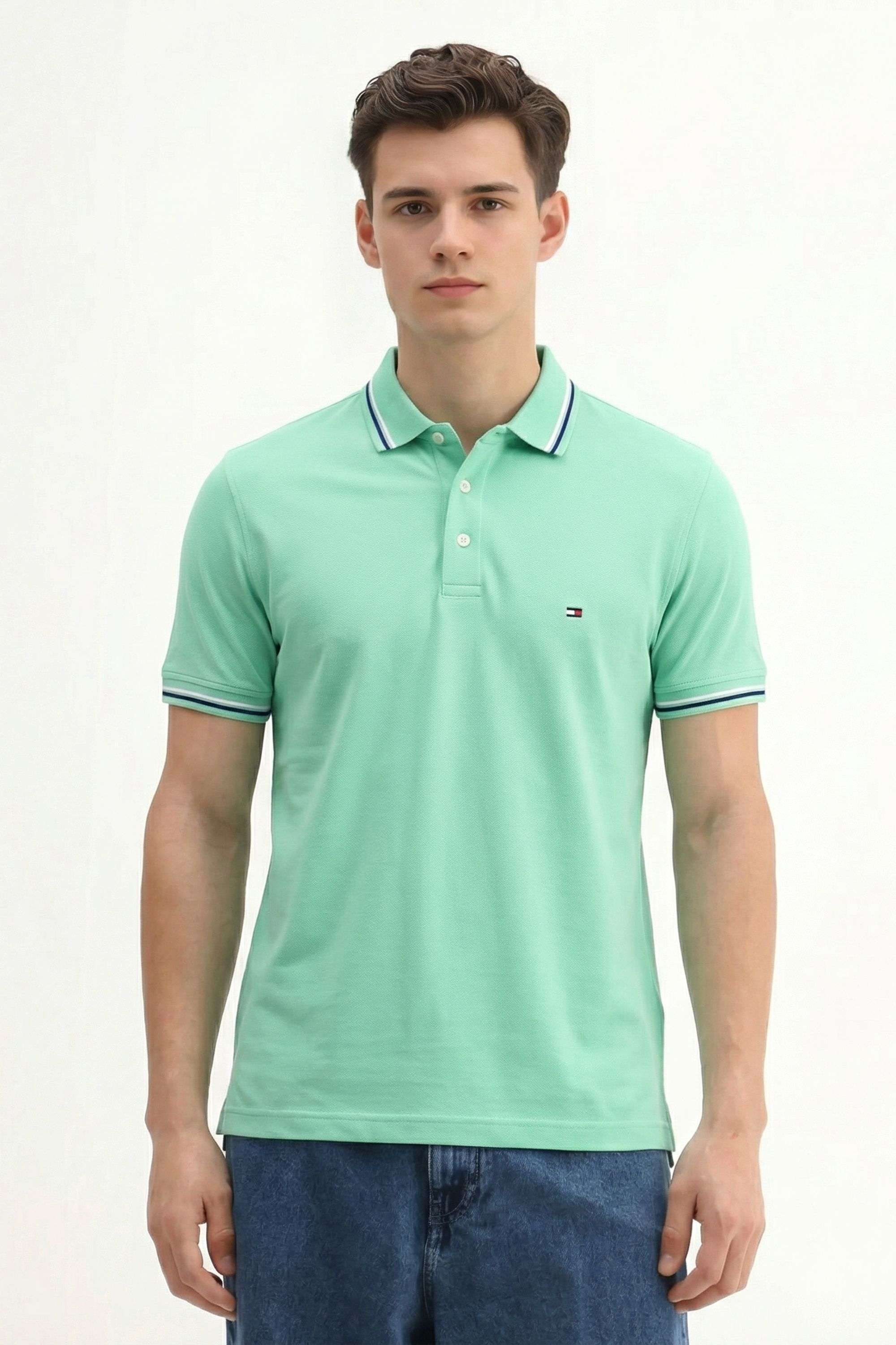 Solid-Cotton-Collared-Men-s-T-Shirt