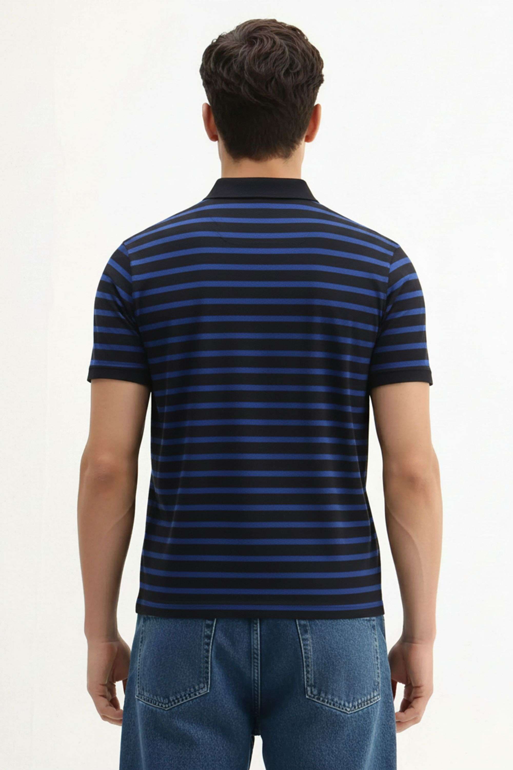 Stripes-Blended-Fabric-Polo-Men-s-T-Shirt