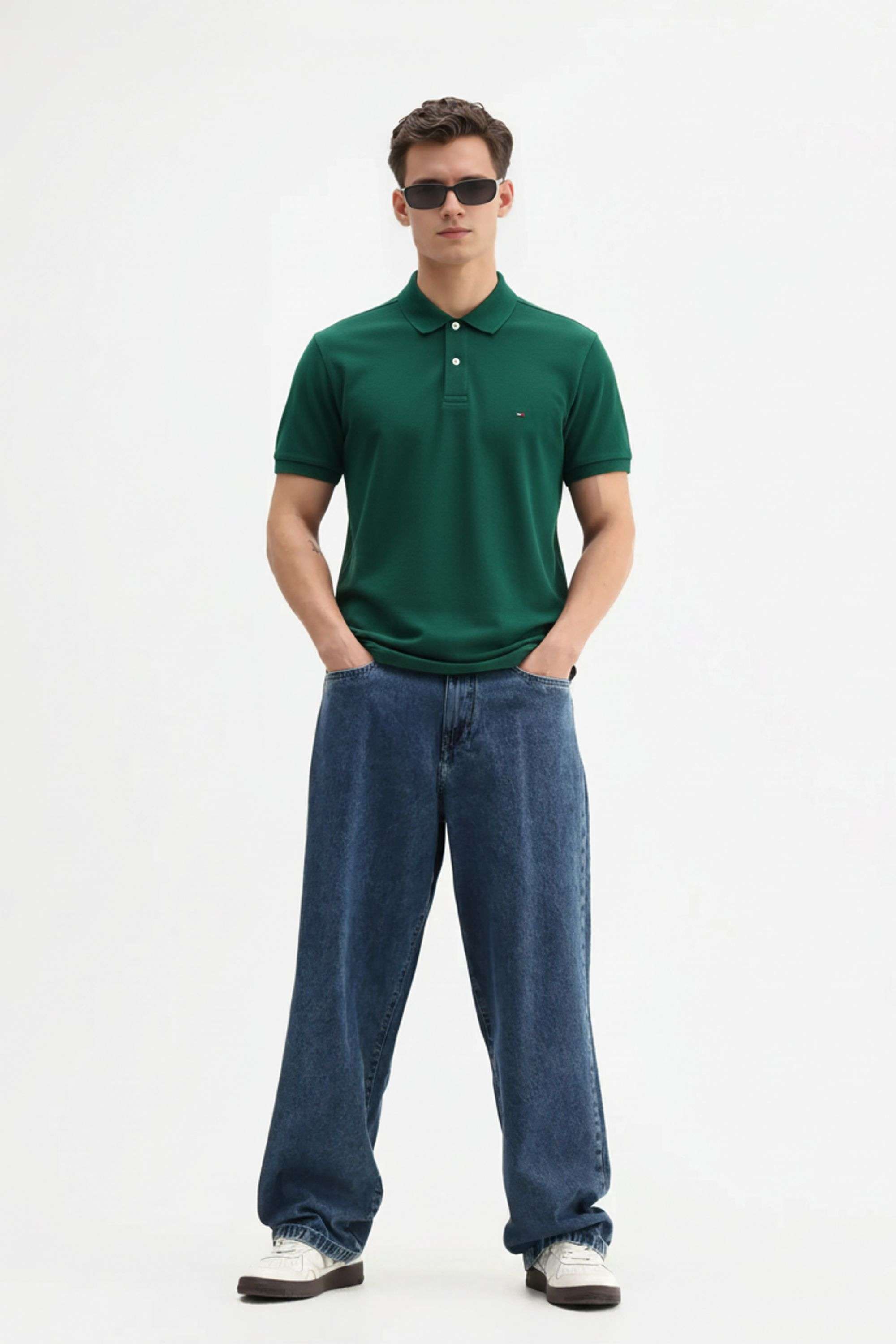 Solid-Blended-Fabric-Polo-Men-s-T-Shirt
